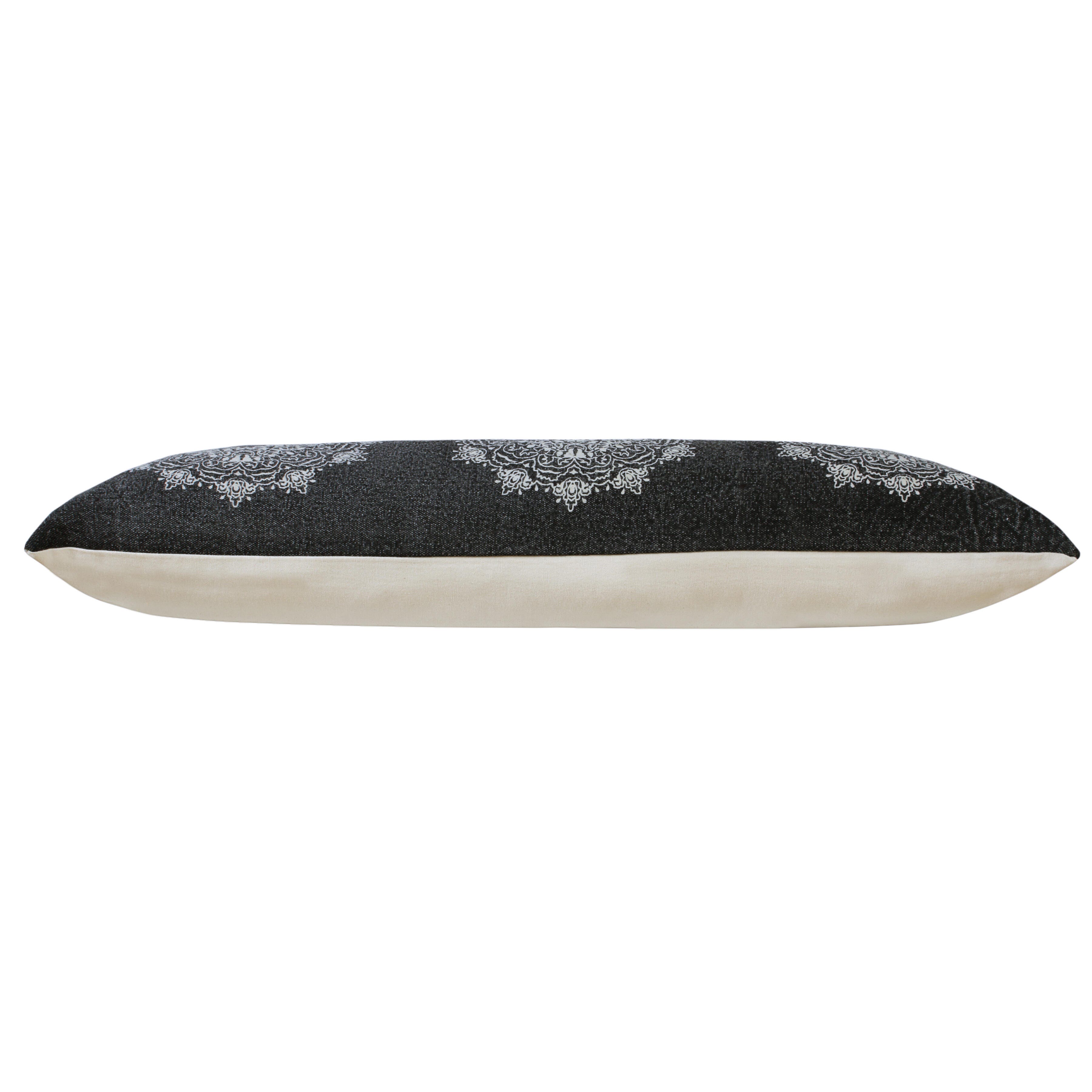 Suvii Home Madeline Lumbar Decorative Throw Pillow, Jet Black/White, large