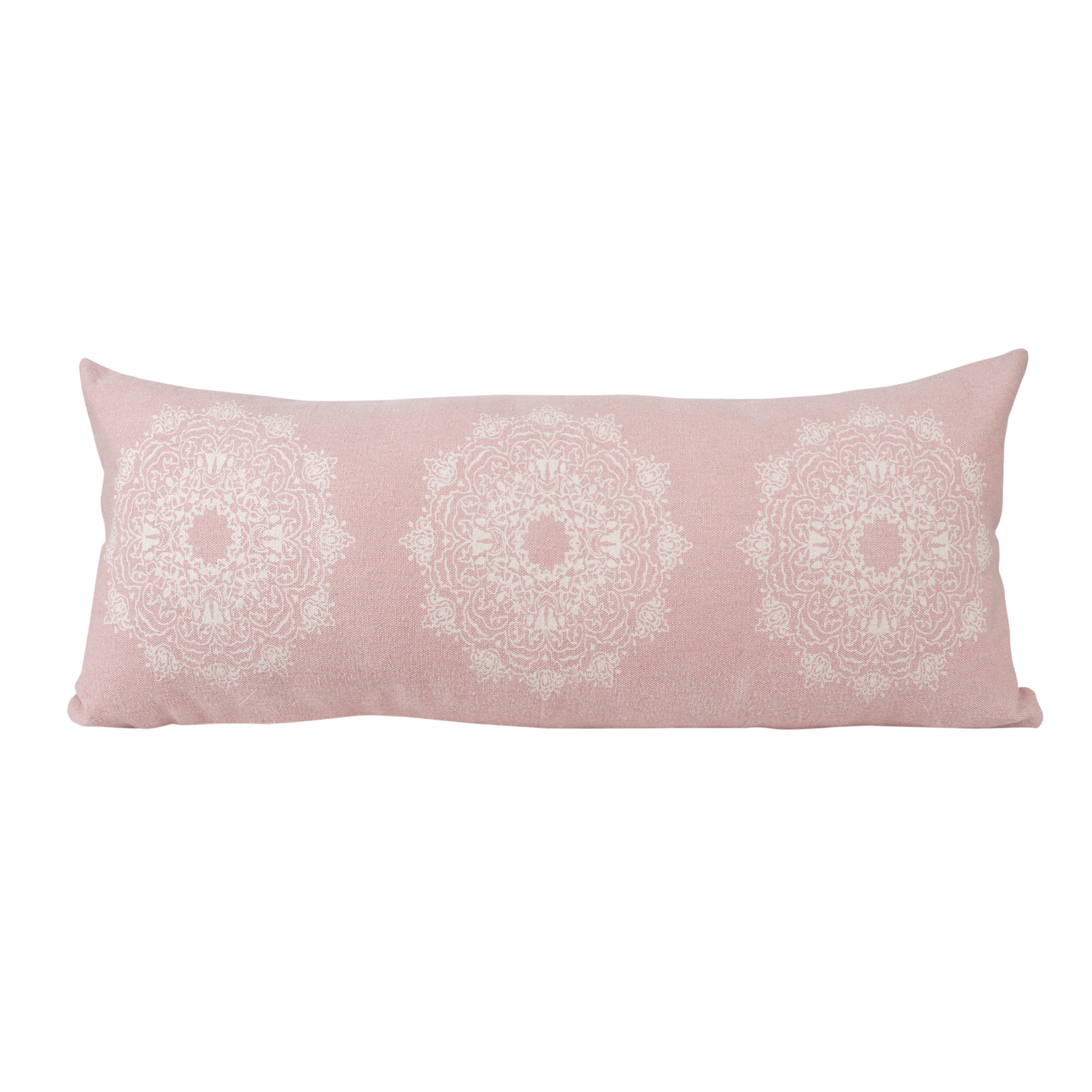 Suvii Home Madeline Lumbar Decorative Throw Pillow, Light Pink/White, large