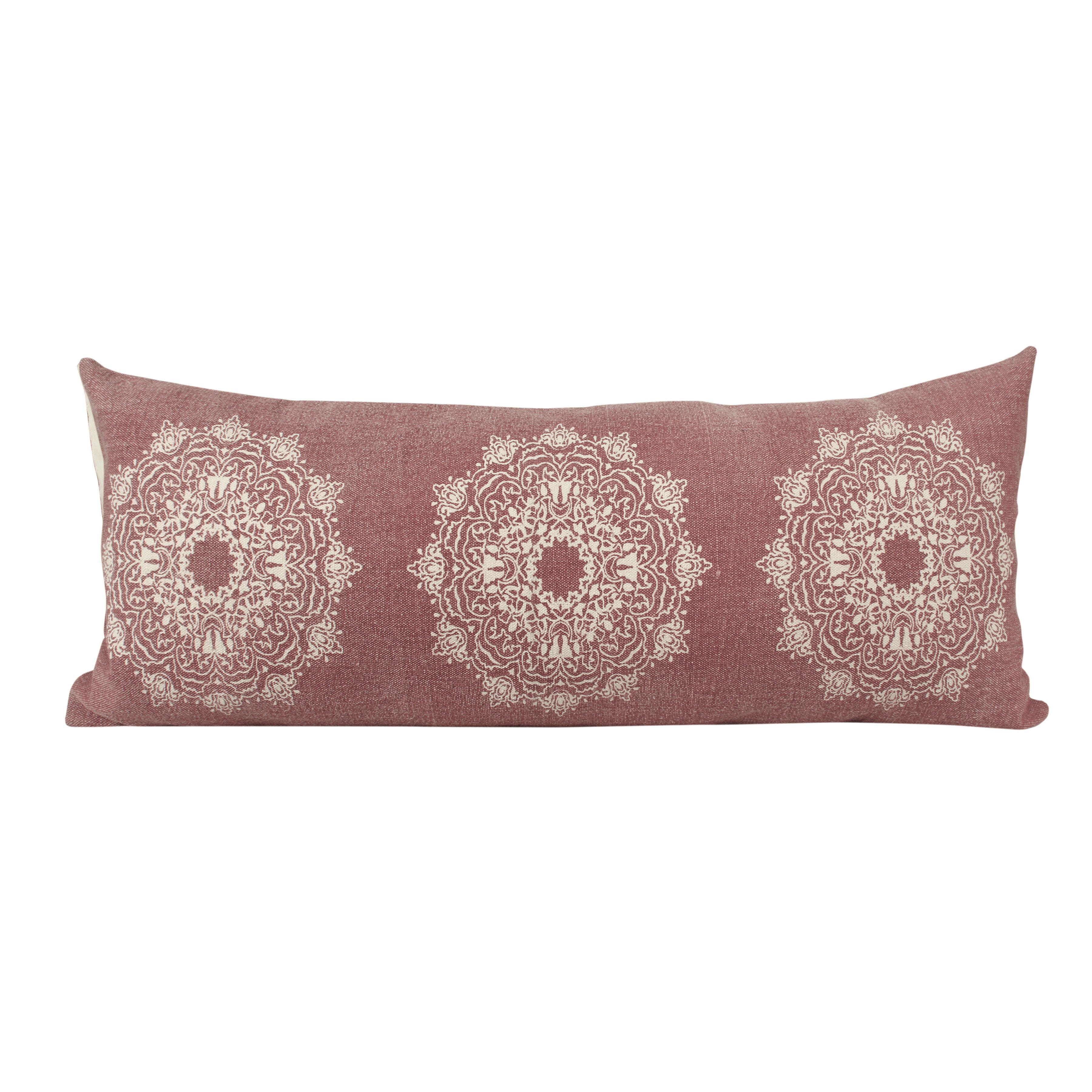 Suvii Home Madeline Lumbar Decorative Throw Pillow, Dusty Rose/White, large
