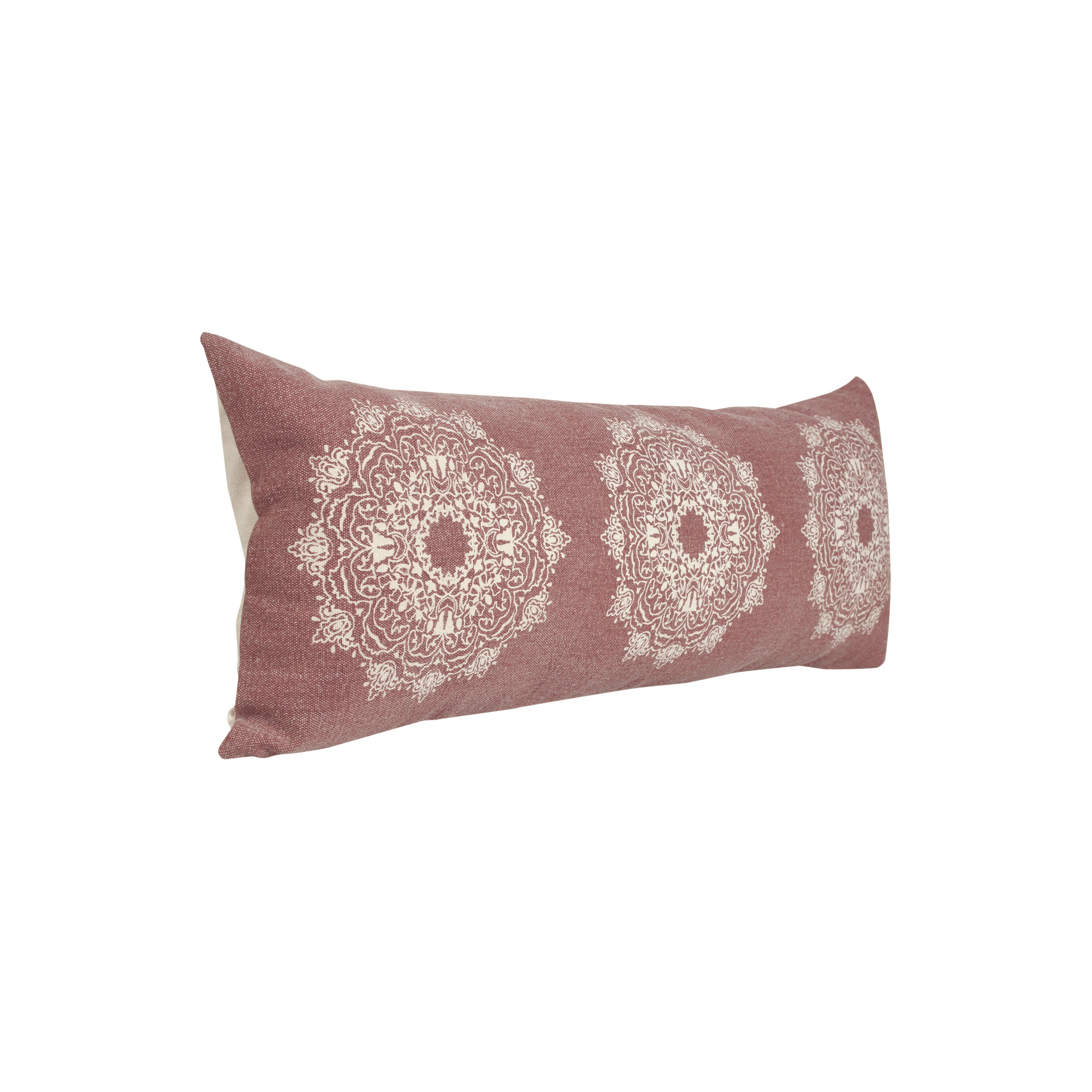 Suvii Home Madeline Lumbar Decorative Throw Pillow, Dusty Rose/White, large
