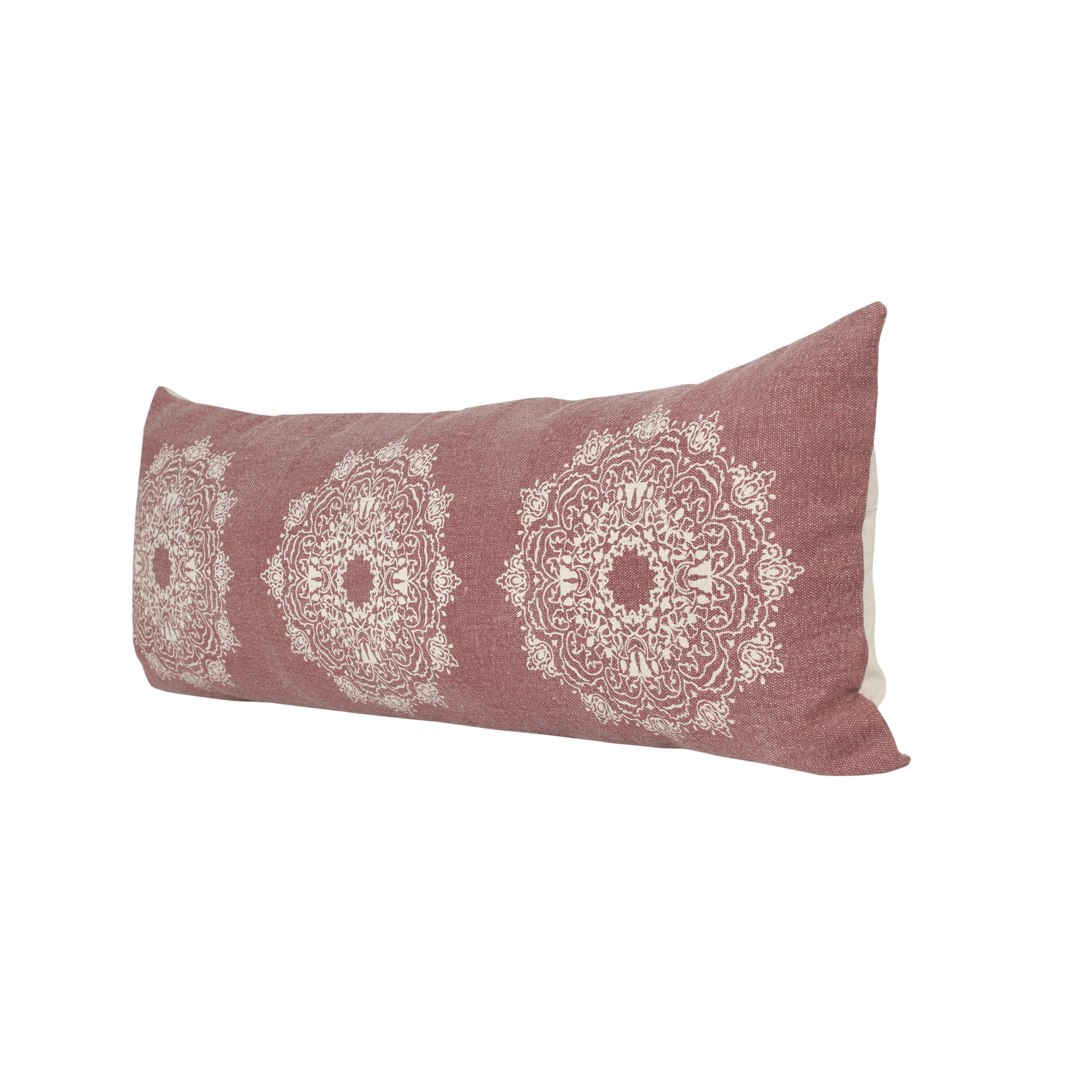 Suvii Home Madeline Lumbar Decorative Throw Pillow, Dusty Rose/White, large