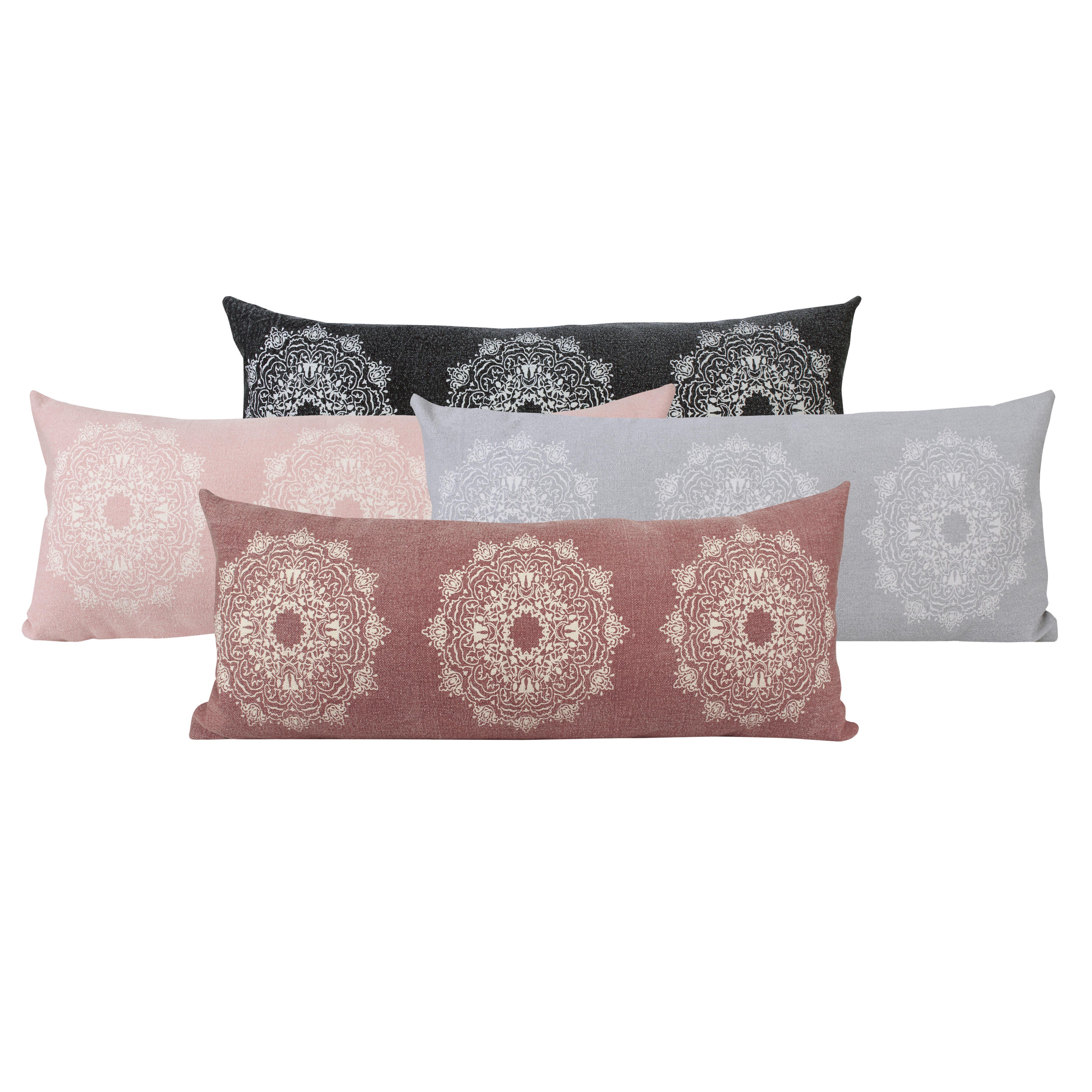 Suvii Home Madeline Lumbar Decorative Throw Pillow, Dusty Rose/White, large