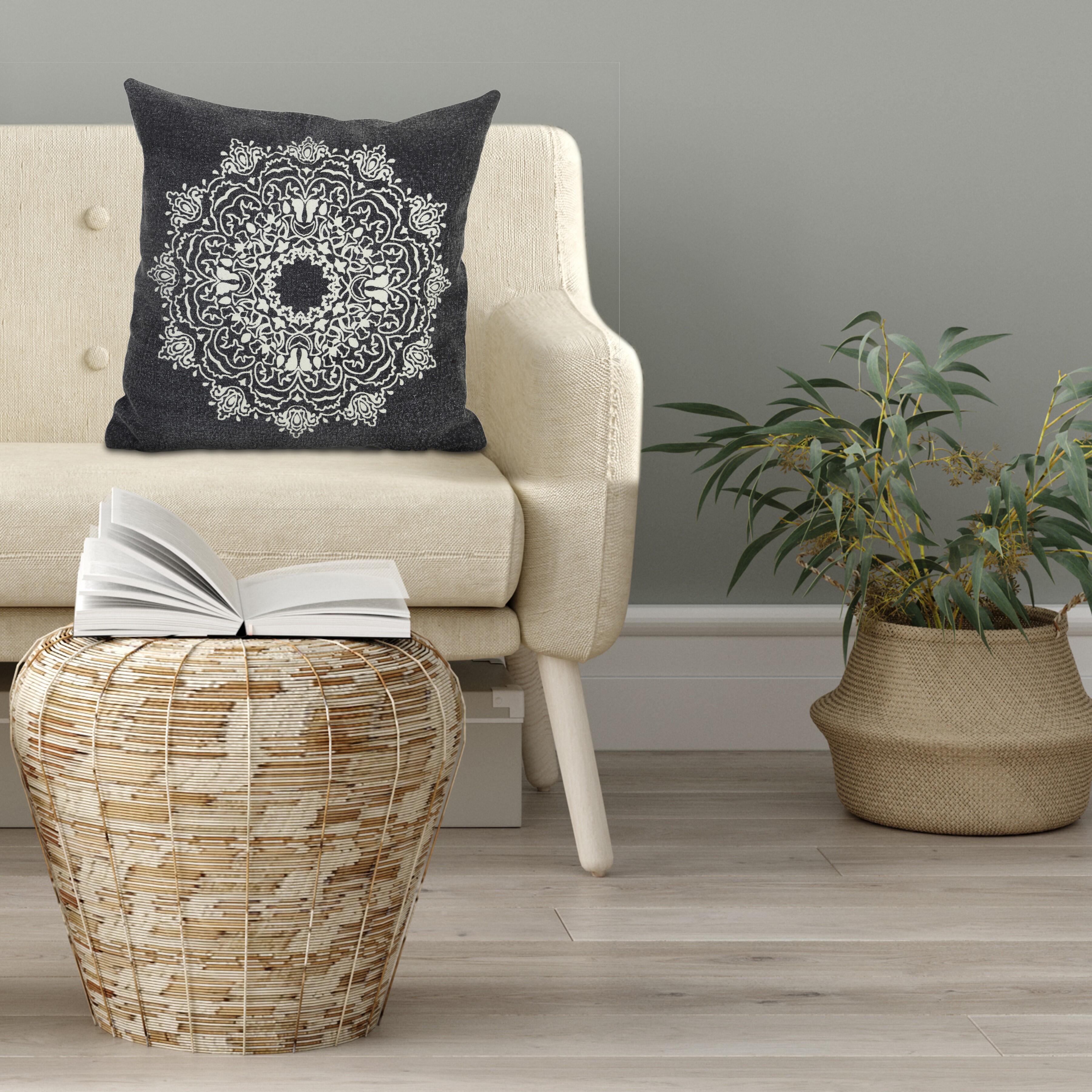 Suvii Home Madeline Decorative Throw Pillow, Jet Black/White, large