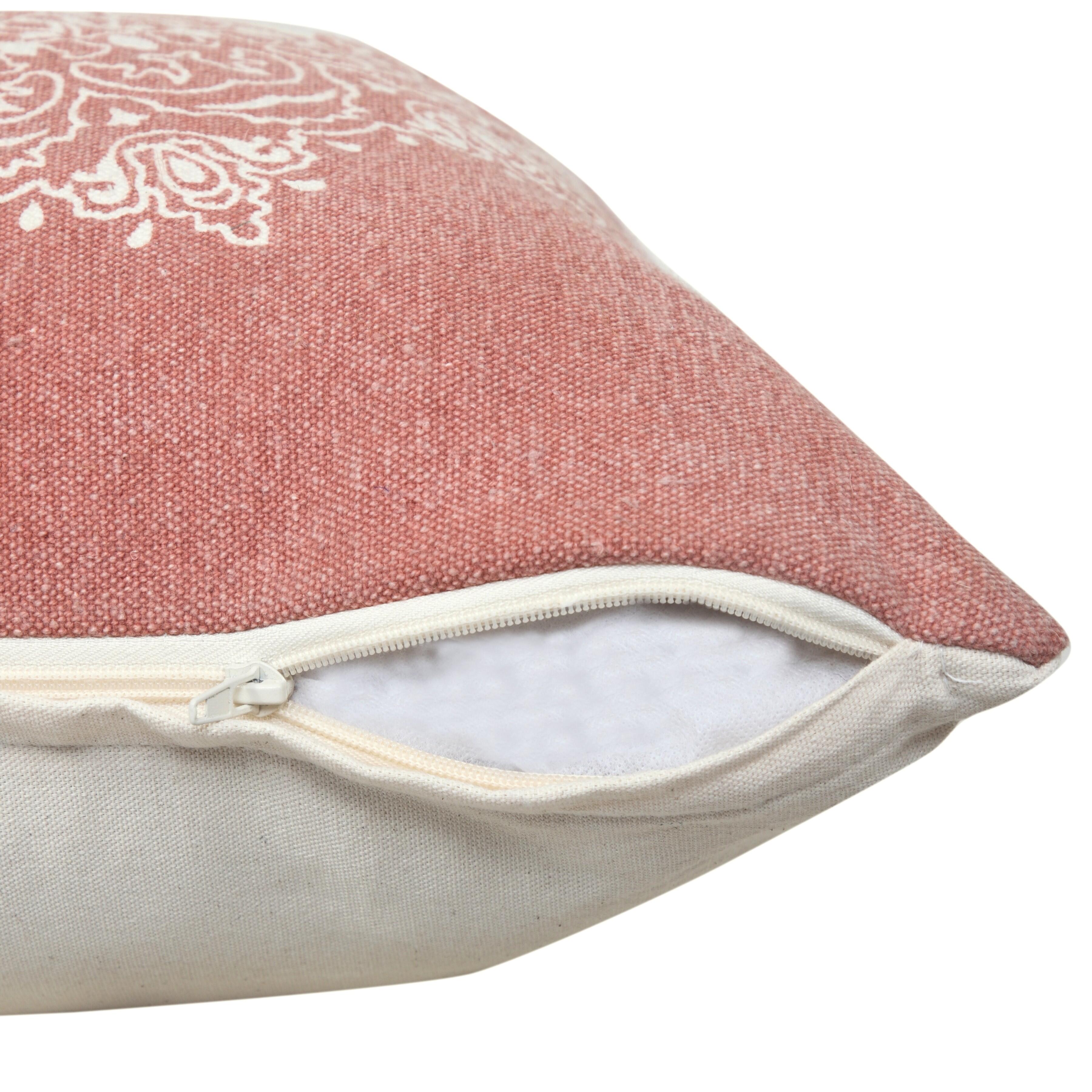 Suvii Home Madeline Decorative Throw Pillow, Dusty Rose/White, large