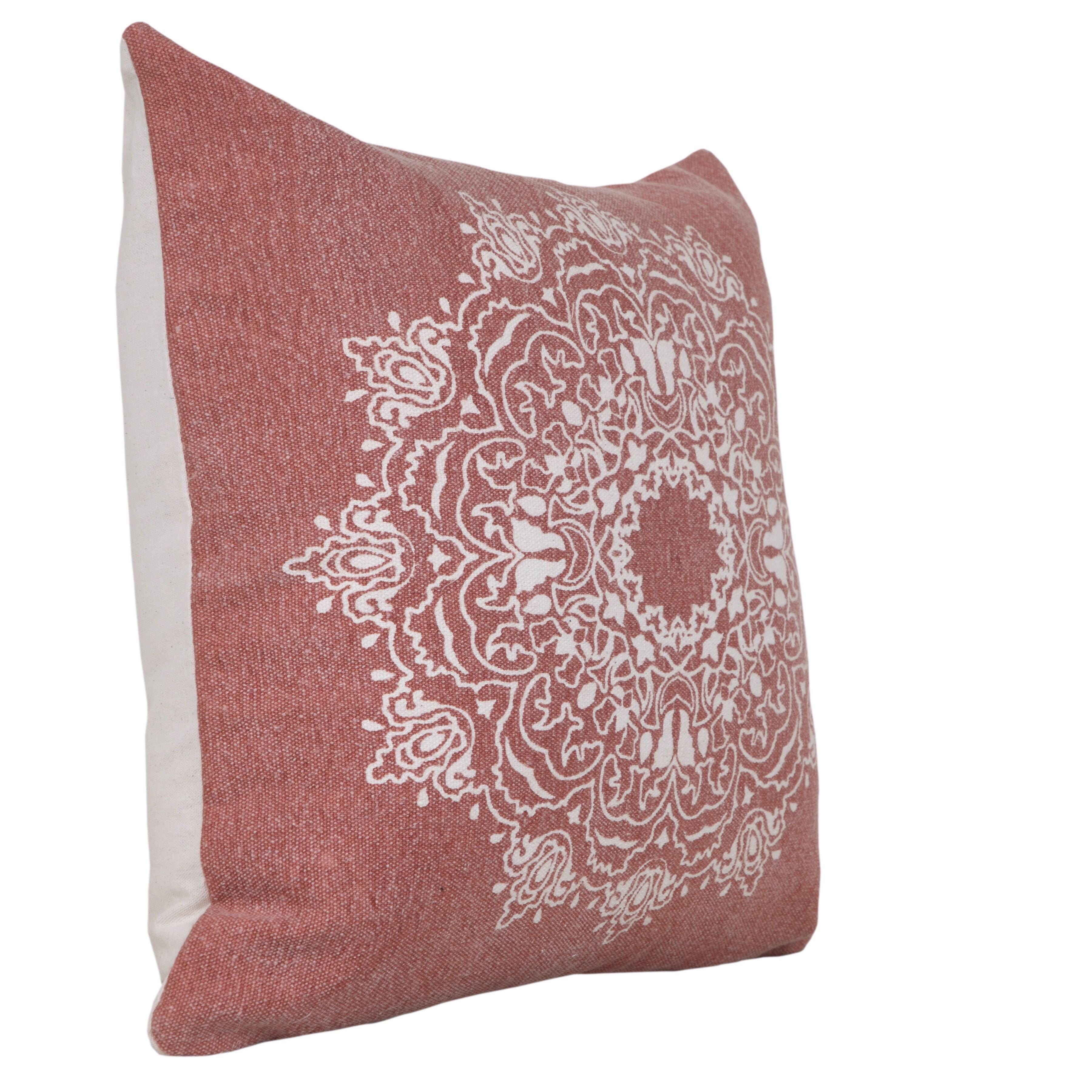 Suvii Home Madeline Decorative Throw Pillow, Dusty Rose/White, large