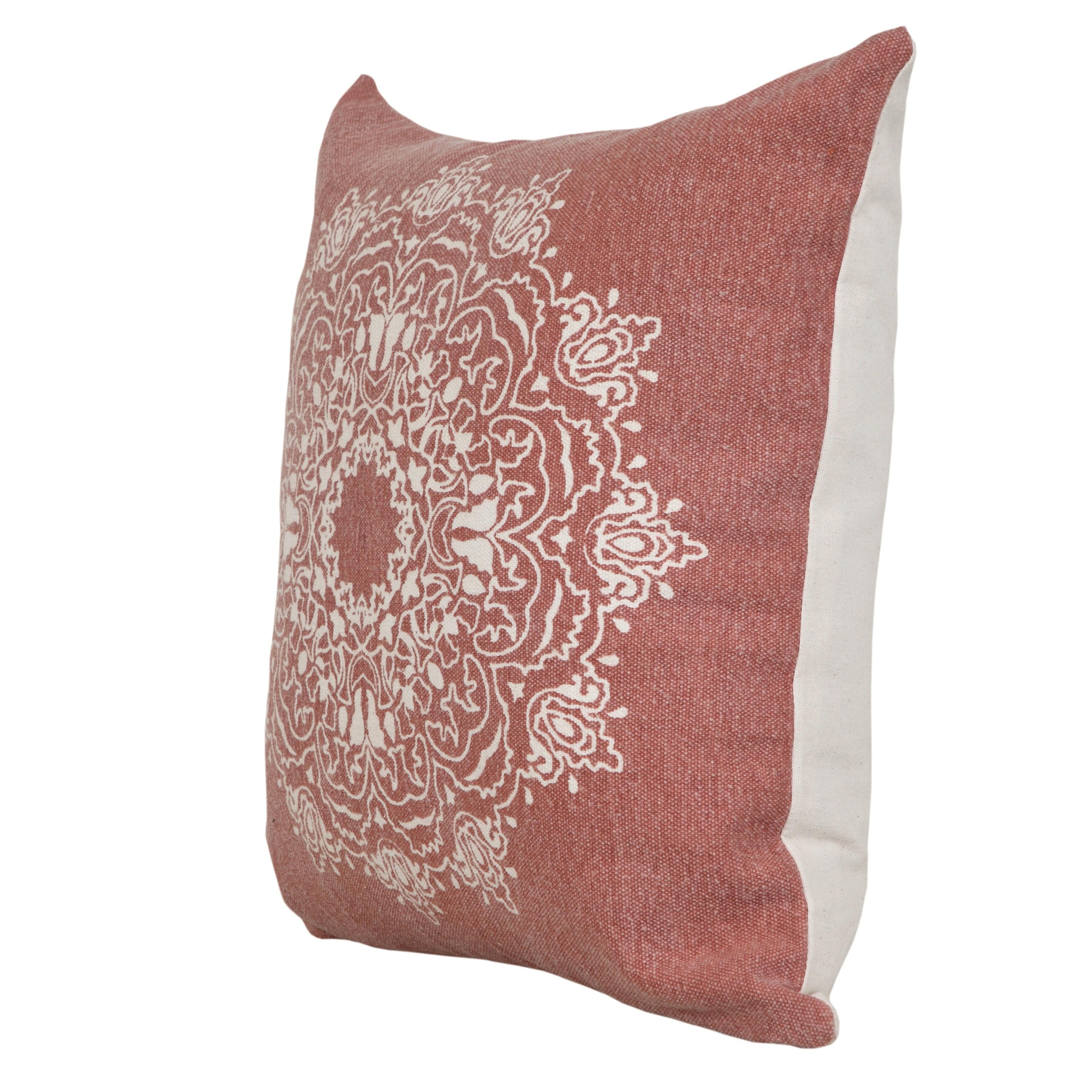 Suvii Home Madeline Decorative Throw Pillow, Dusty Rose/White, large
