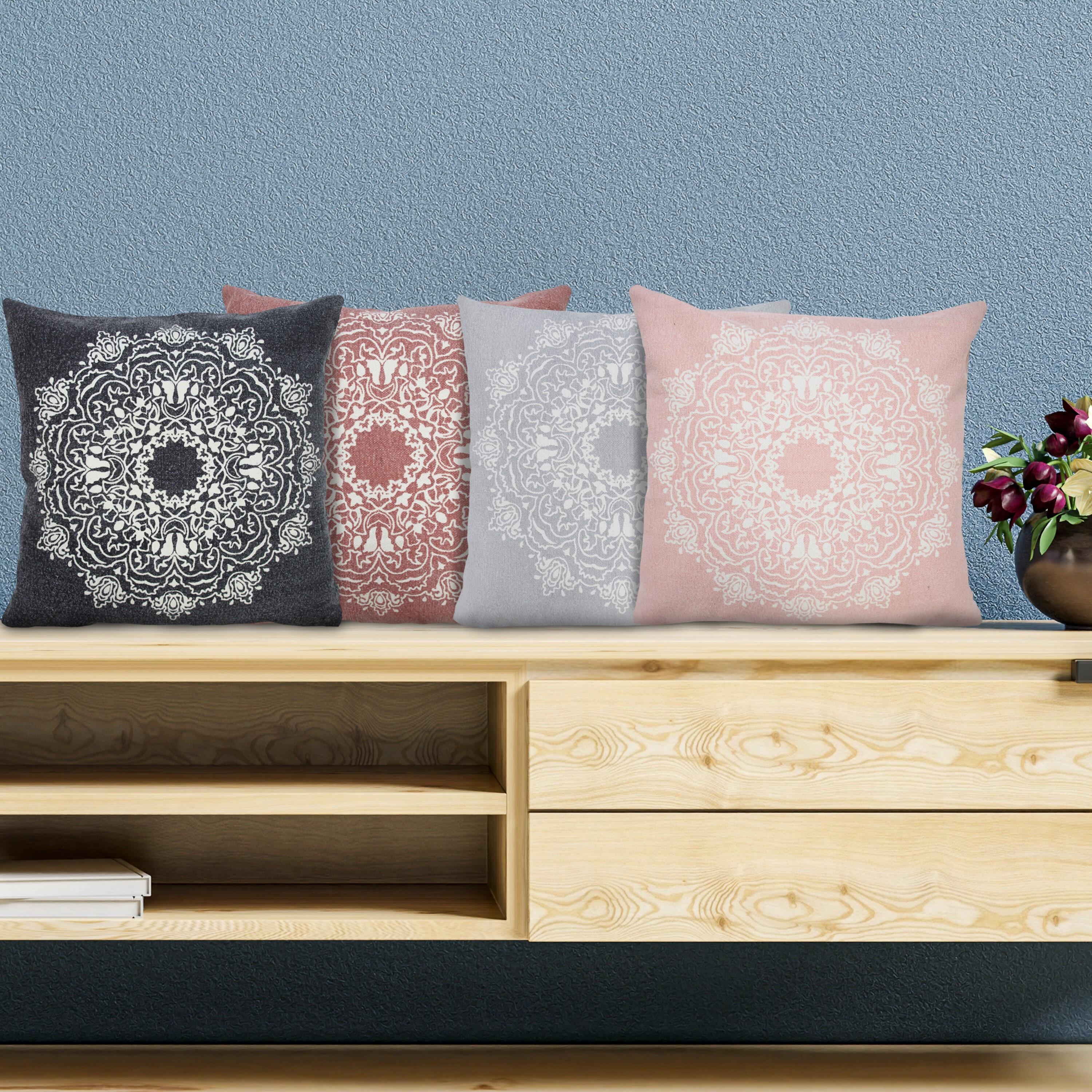 Suvii Home Madeline Decorative Throw Pillow, Dusty Rose/White, large