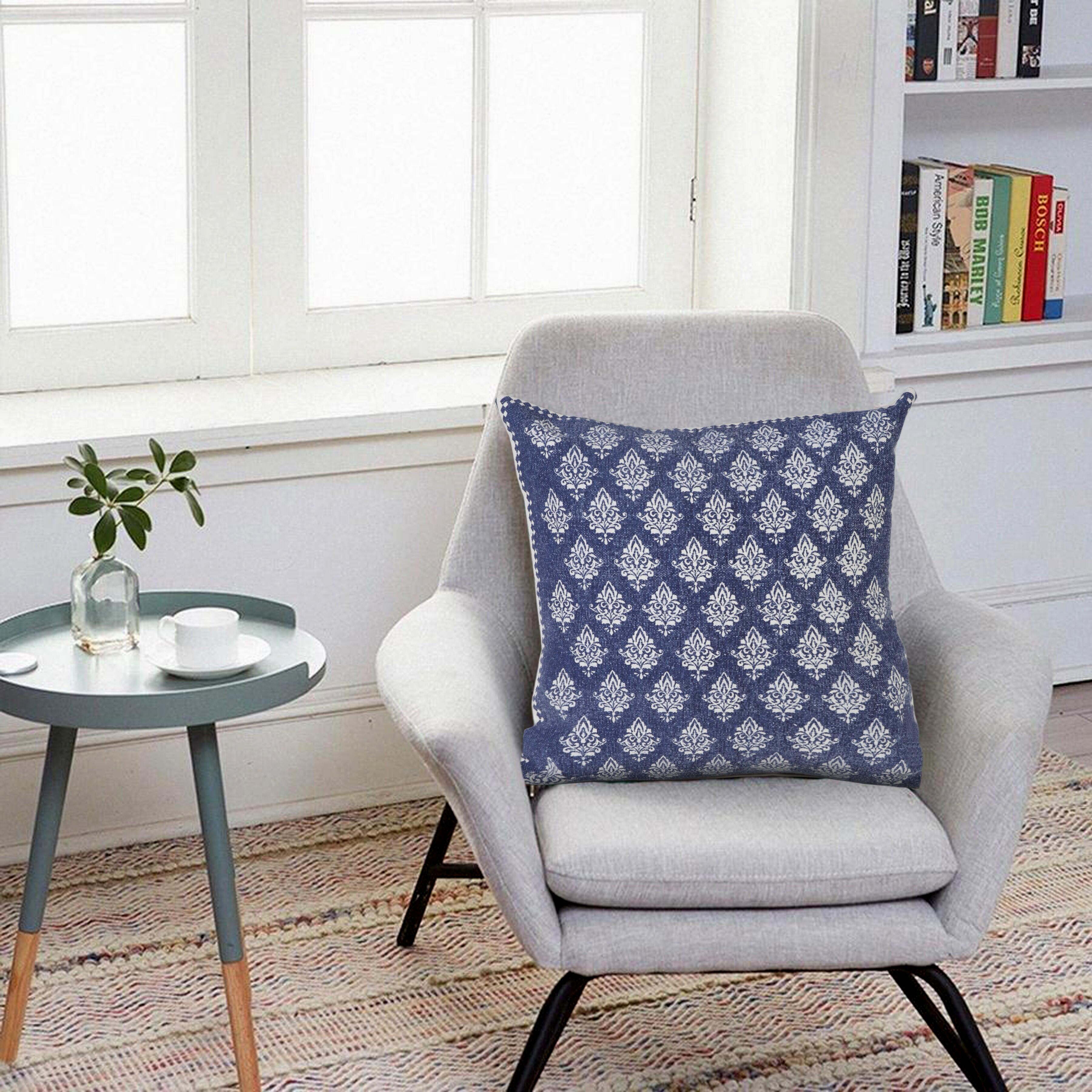 Suvii Home Evelyn Decorative Throw Pillow, Twilight Blue/White, rollover