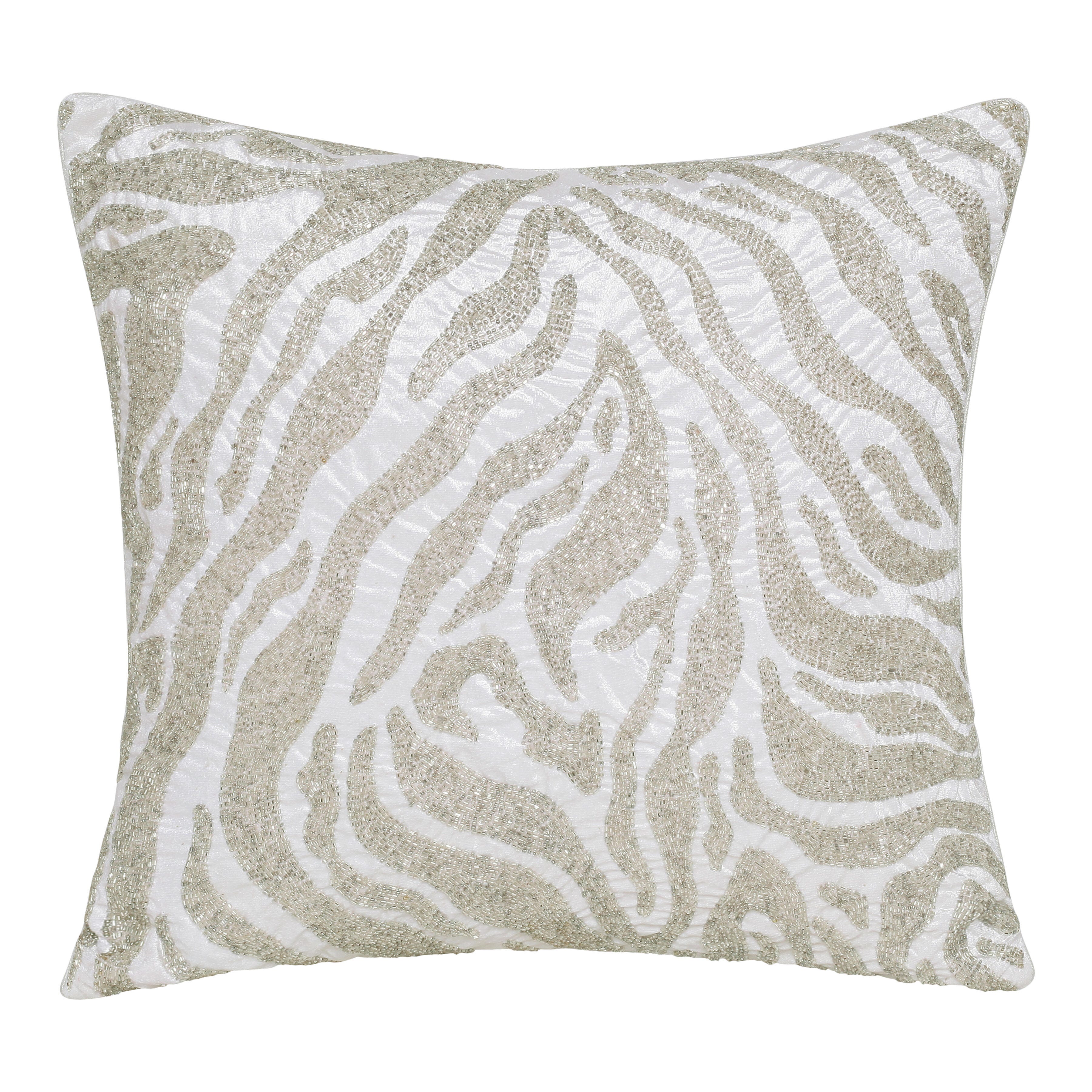 Suvii Home Cecilia Decorative Throw Pillow, Ivory/Silver, large