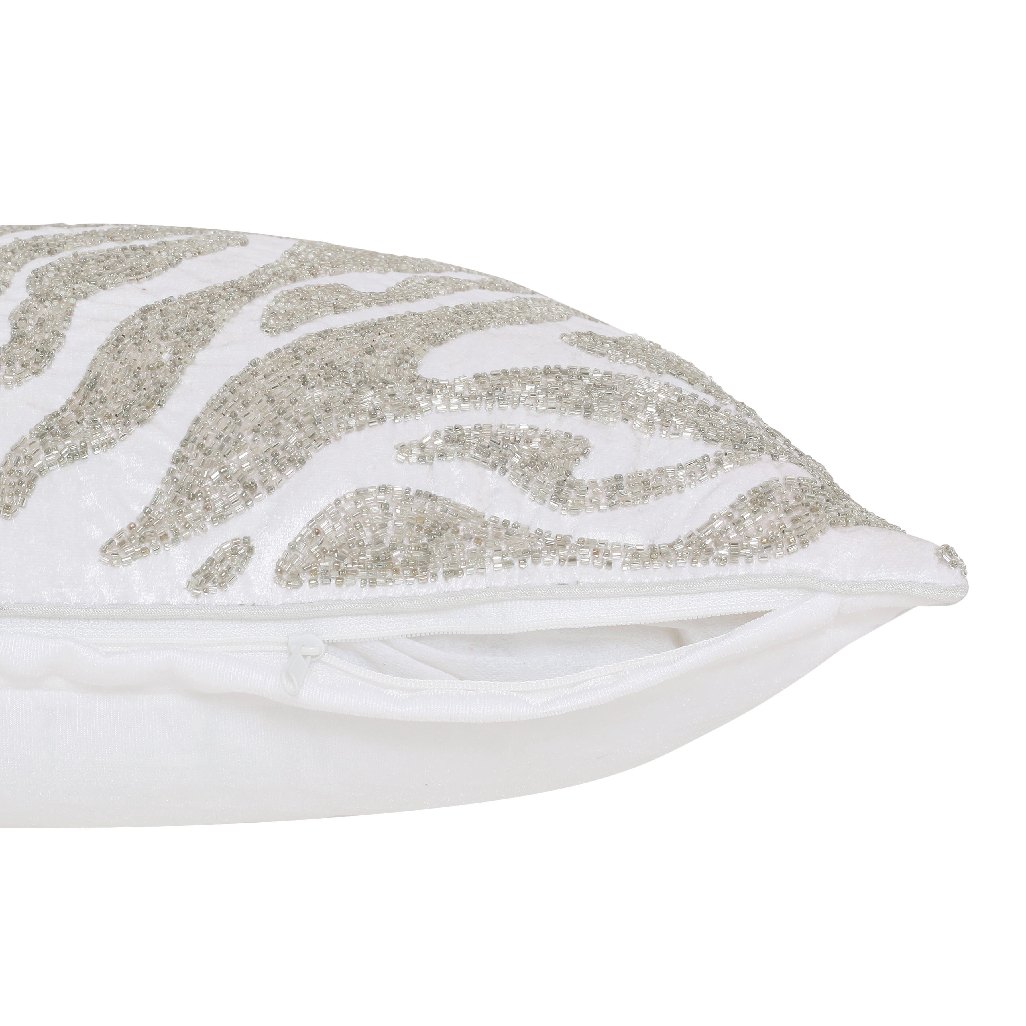 Suvii Home Cecilia Decorative Throw Pillow, Ivory/Silver, large