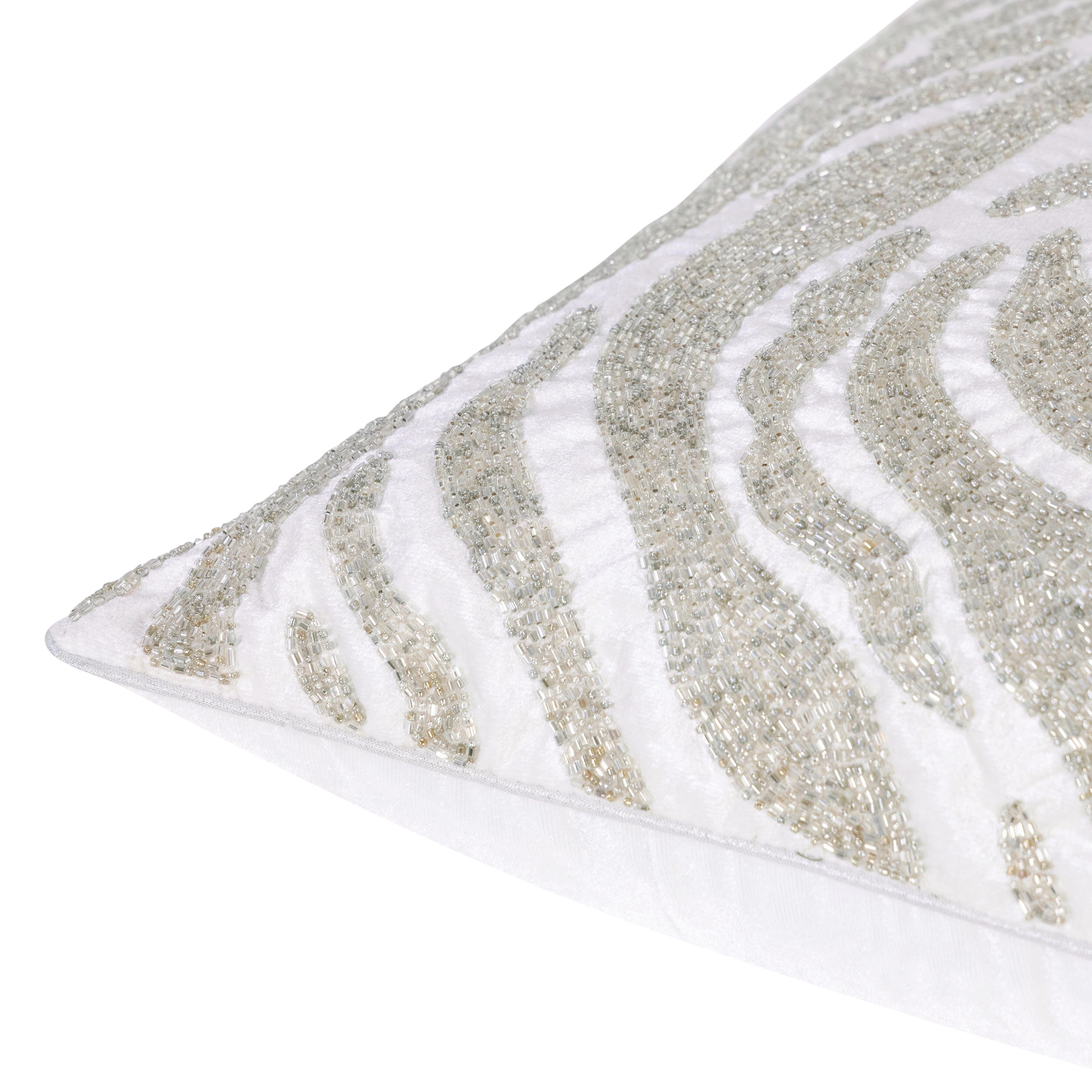 Suvii Home Cecilia Decorative Throw Pillow, Ivory/Silver, large