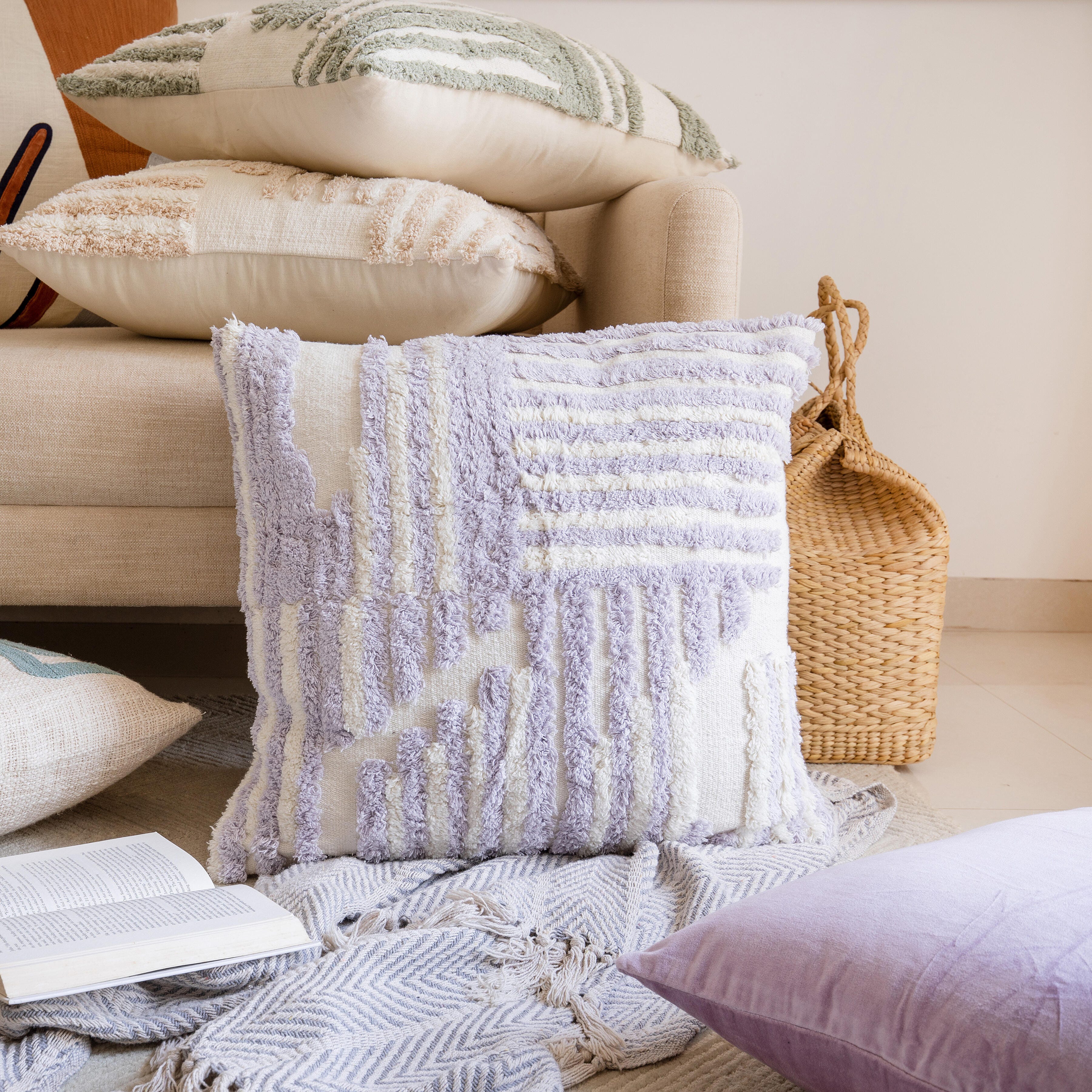 Suvii Home Stacy Garcia Decorative Throw Pillow, Lilac/White, large
