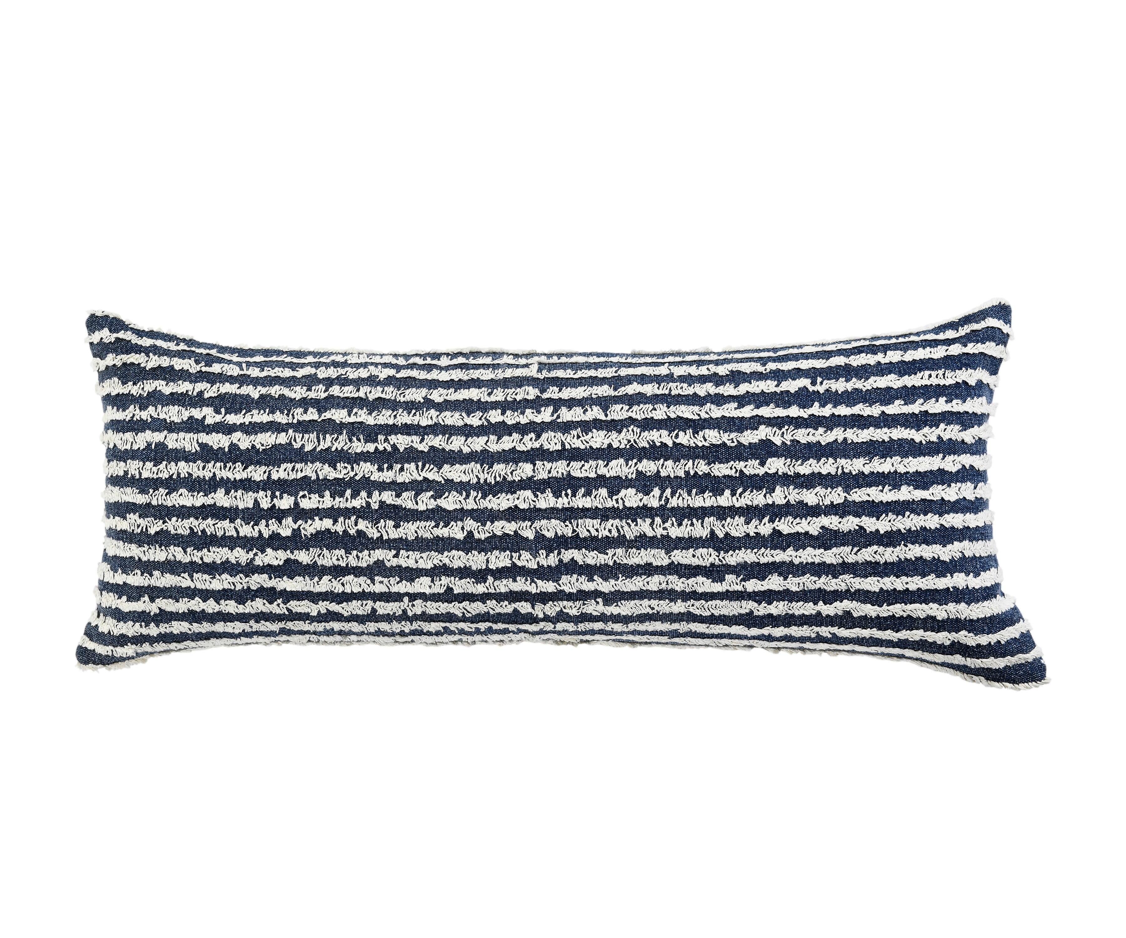 Suvii Home Yana Lumbar Decorative Throw Pillow, Ensign Blue/Cream, large