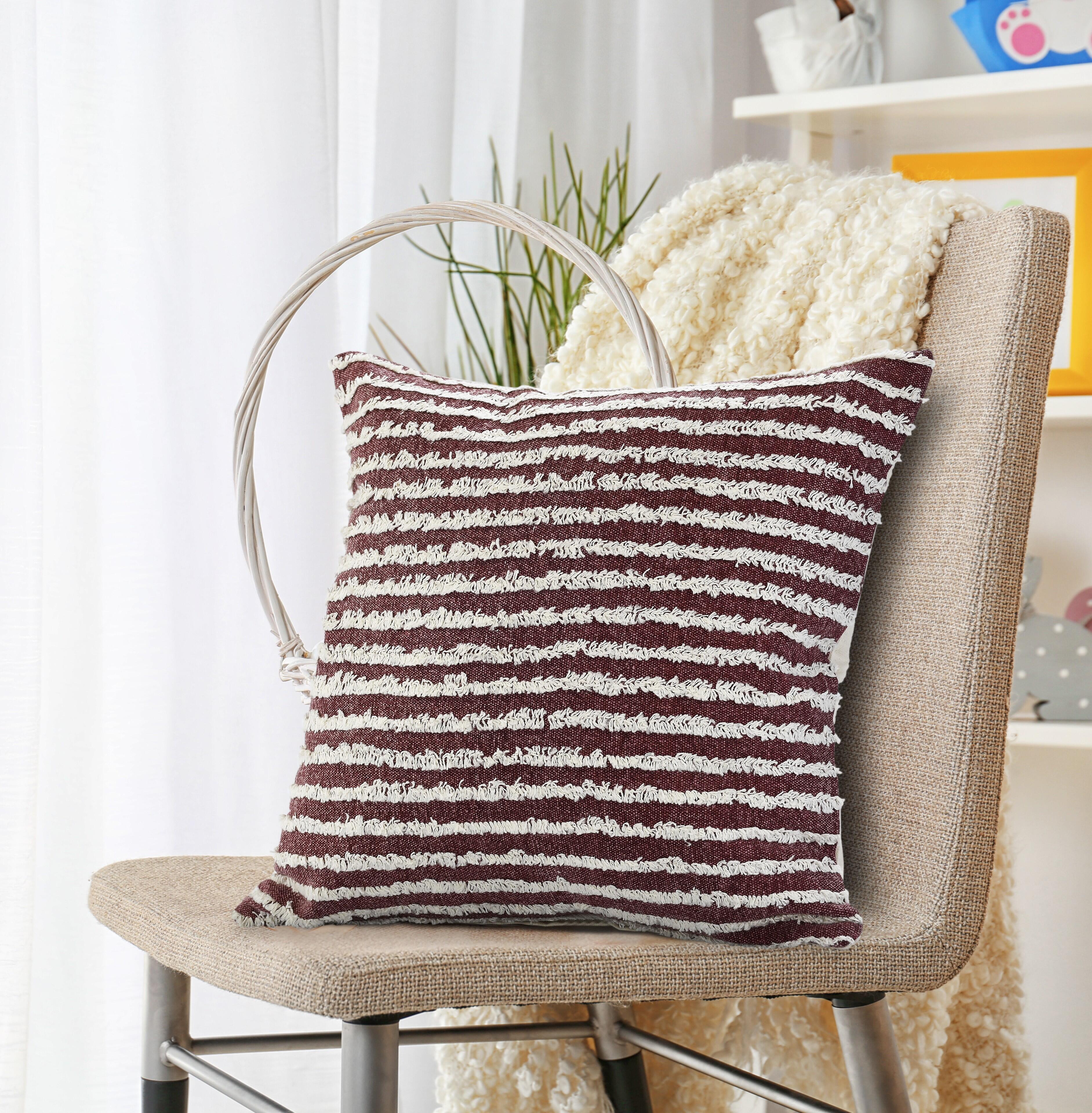 Suvii Home Yana Decorative Throw Pillow, Merlot/Cream, large