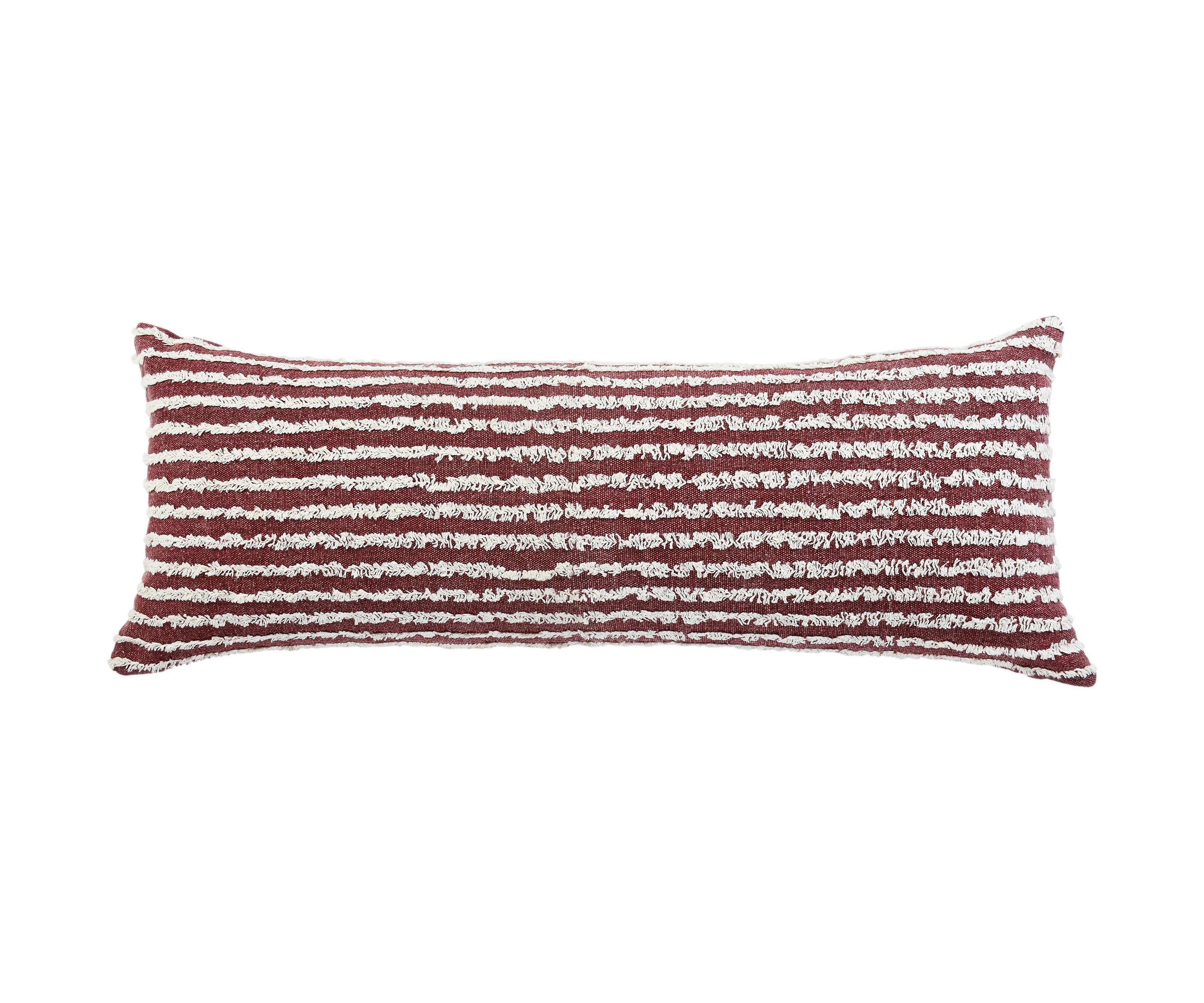 Suvii Home Yana Lumbar Decorative Throw Pillow, Merlot/Cream, large