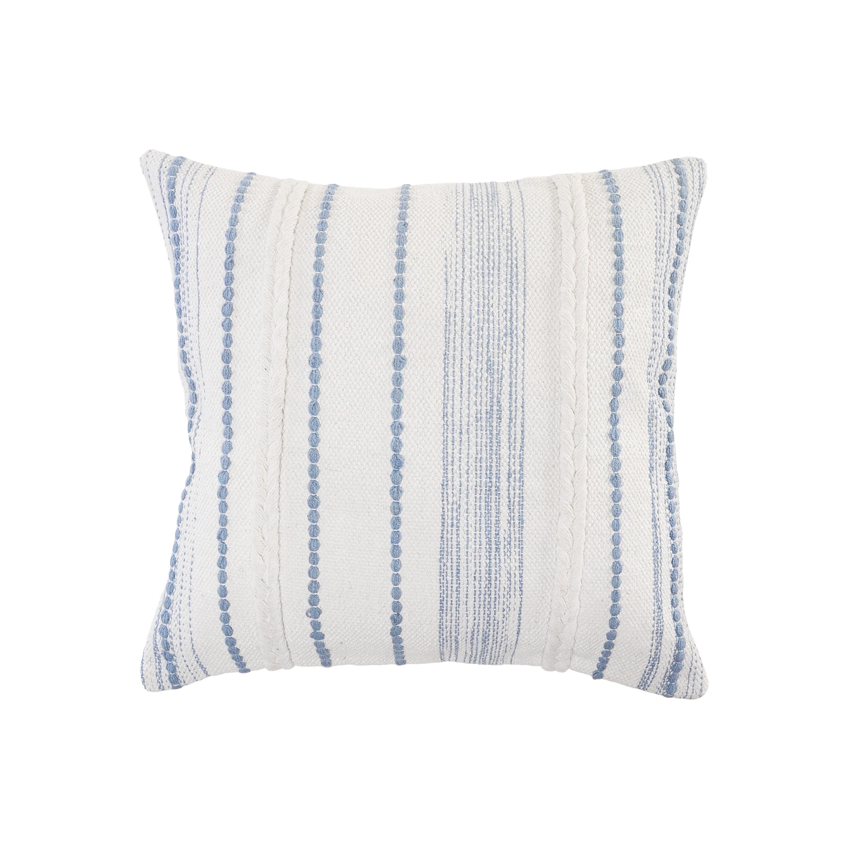 Suvii Home Ella Textured Decorative Throw Pillow, White/Blue, large