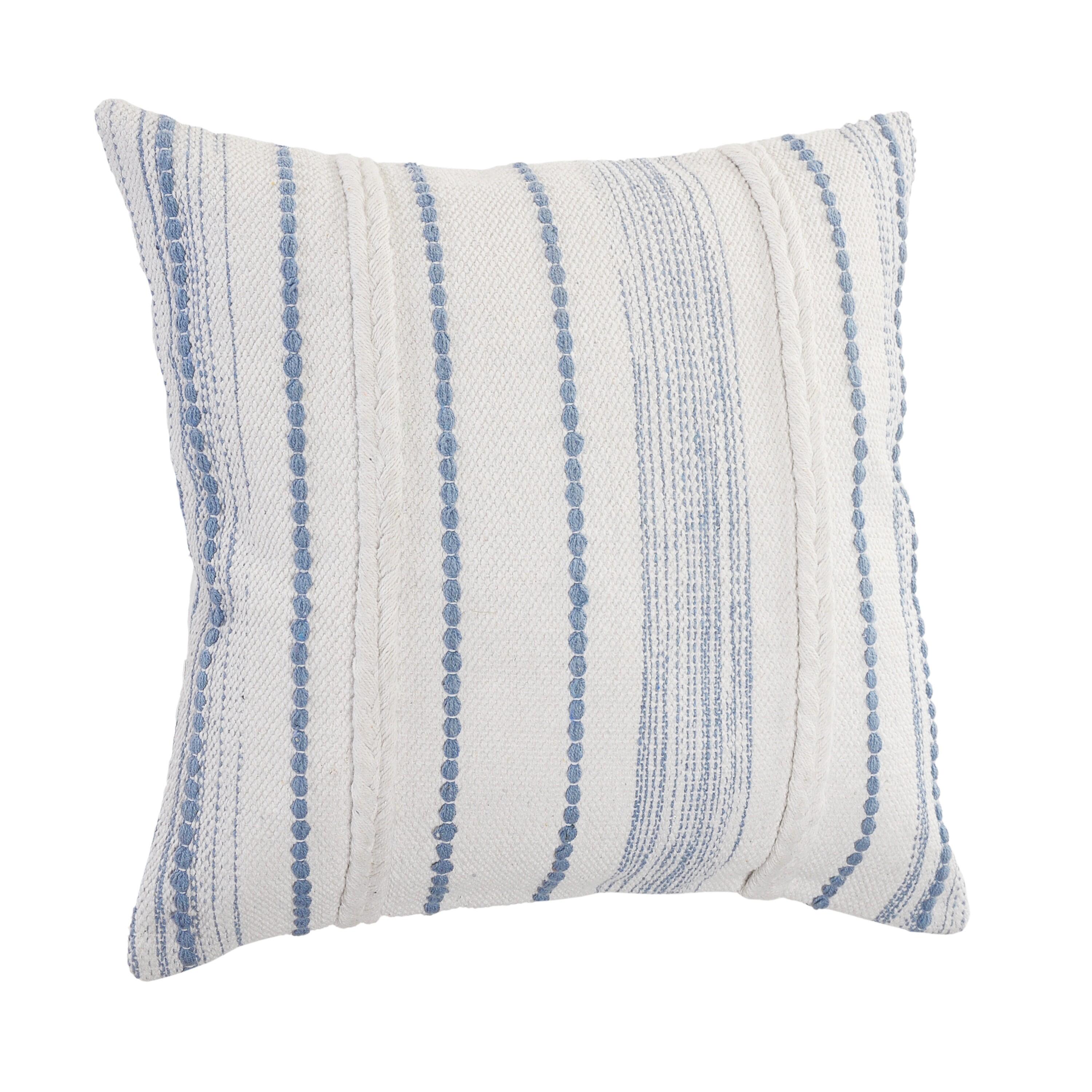 Suvii Home Ella Textured Decorative Throw Pillow, White/Blue, large