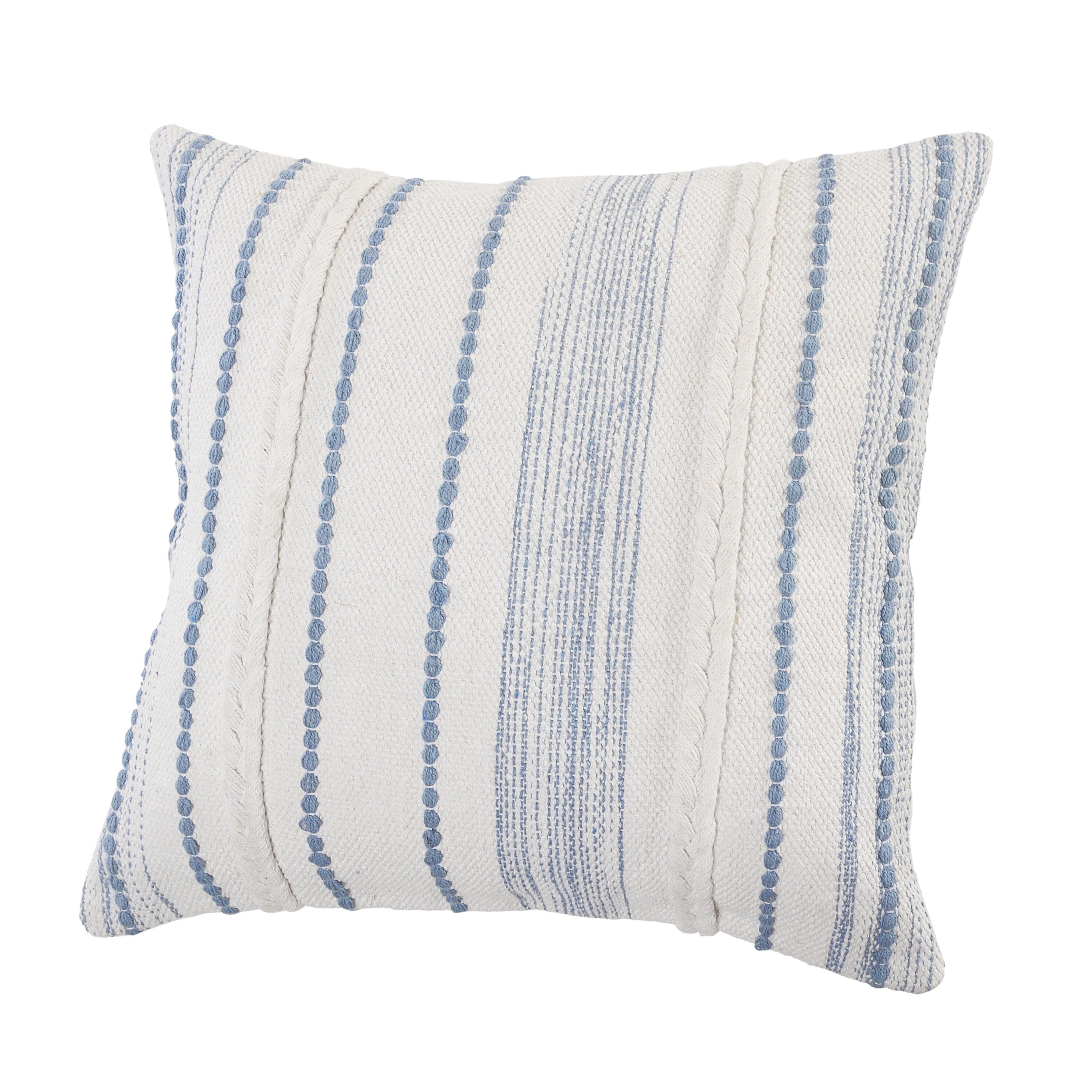 Suvii Home Ella Textured Decorative Throw Pillow, White/Blue, large