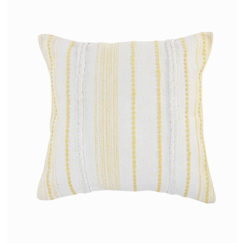 Suvii Home Ella Textured Decorative Throw Pillow, White/Yellow, large