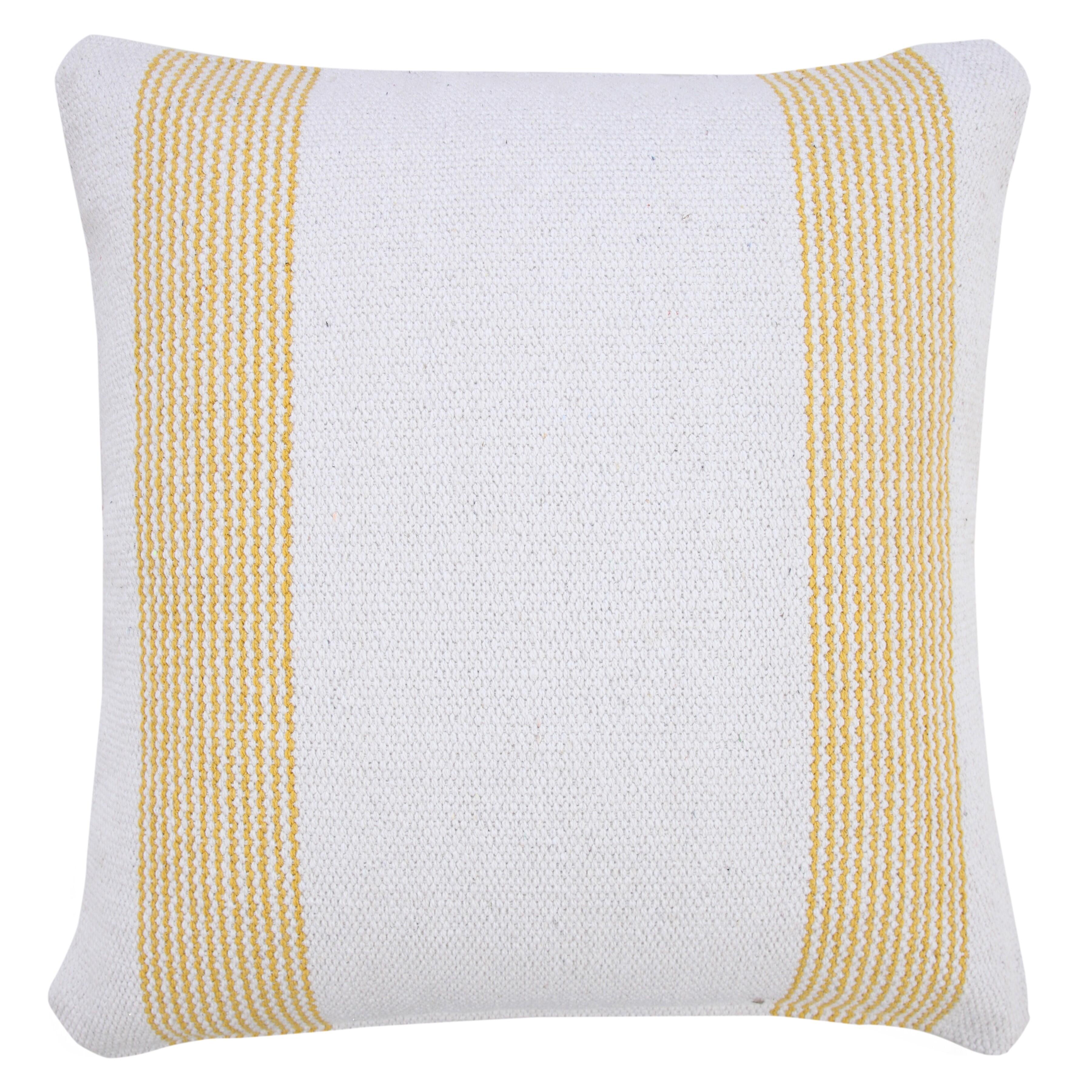 Suvii Home Callie Pinstripe Decorative Throw Pillow, Yellow/White, large