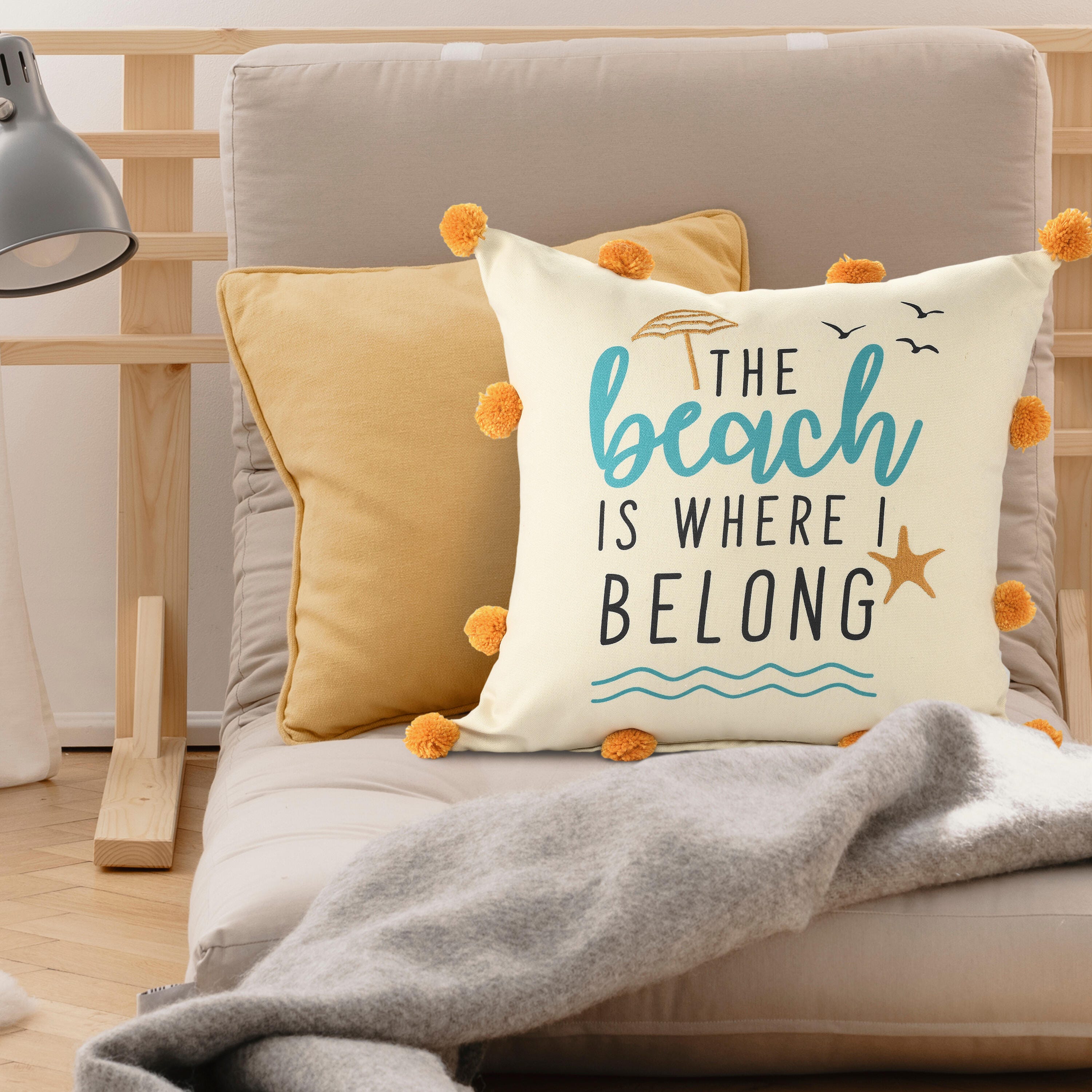 Suvii Home Scarlett The Beach Is Where I Belong Decorative Throw Pillow, , rollover