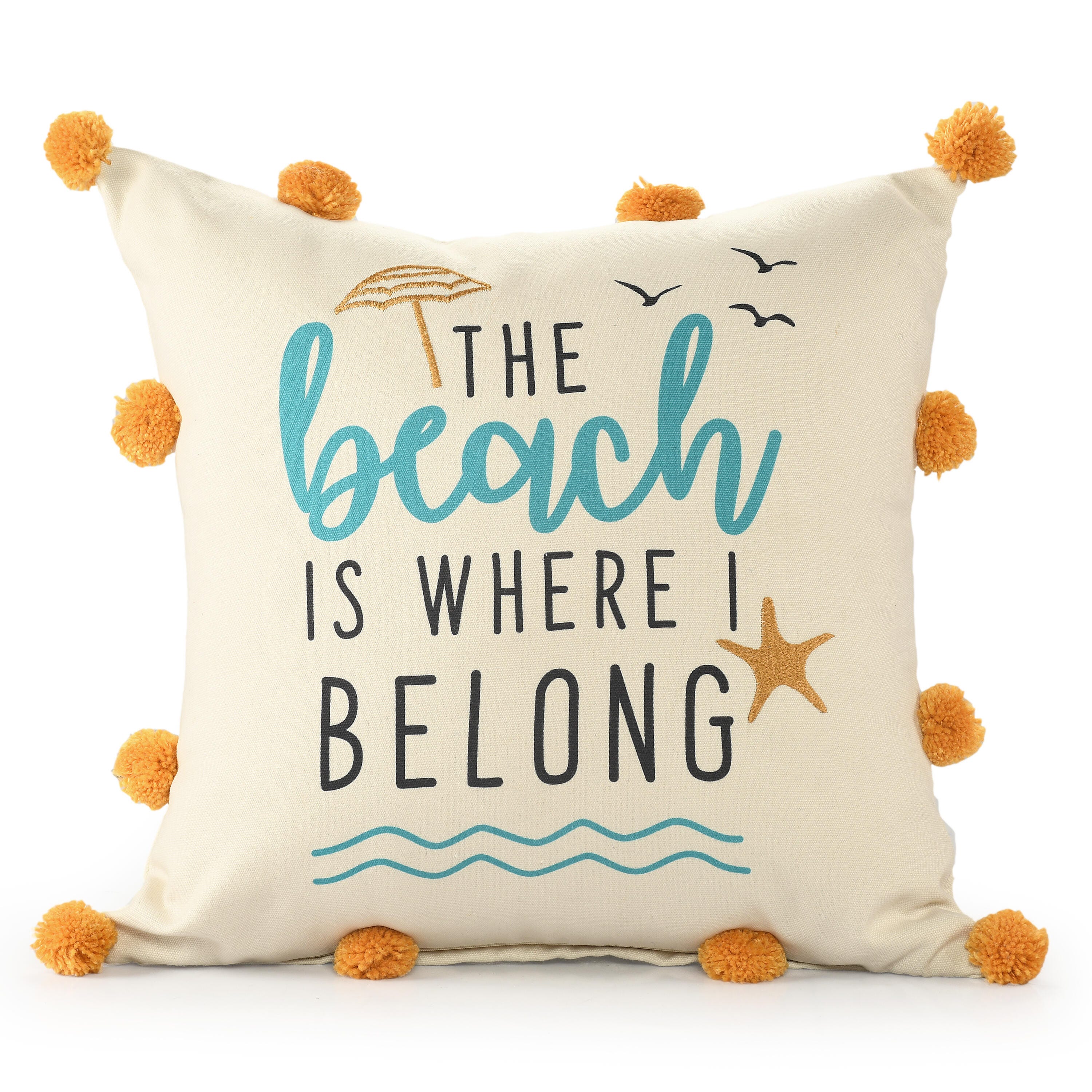 Suvii Home Scarlett The Beach Is Where I Belong Decorative Throw Pillow, , large