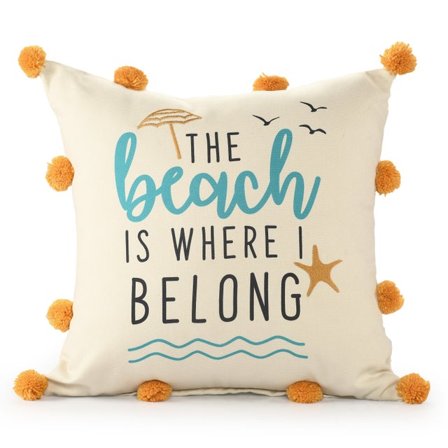 Suvii Home Scarlett The Beach Is Where I Belong Decorative Indoor / Outdoor Pillow