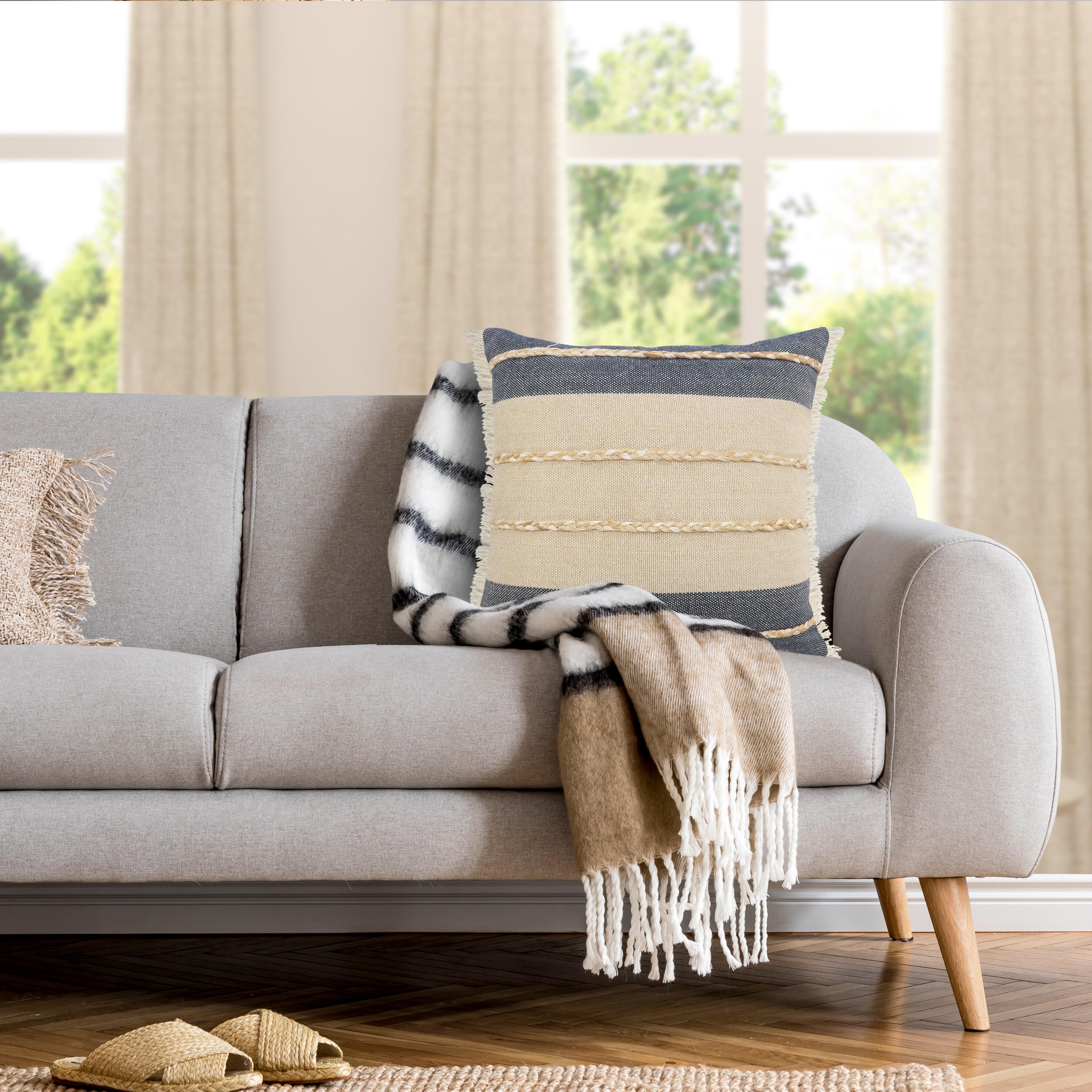 Suvii Home Camila Atlantis Fringed Decorative Throw Pillow, , large