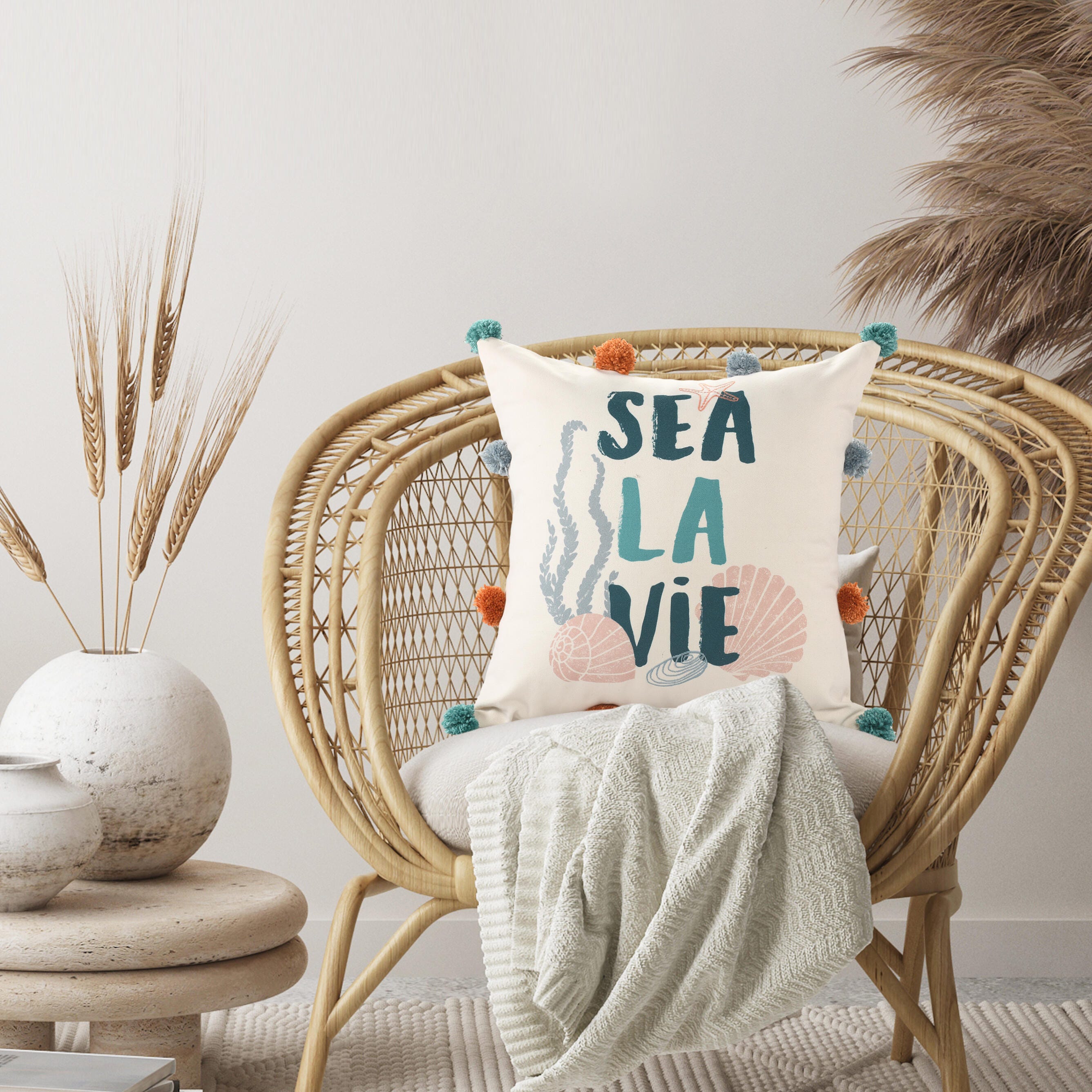 Suvii Home Scarlett Sea La Vie Decorative Throw Pillow, , rollover