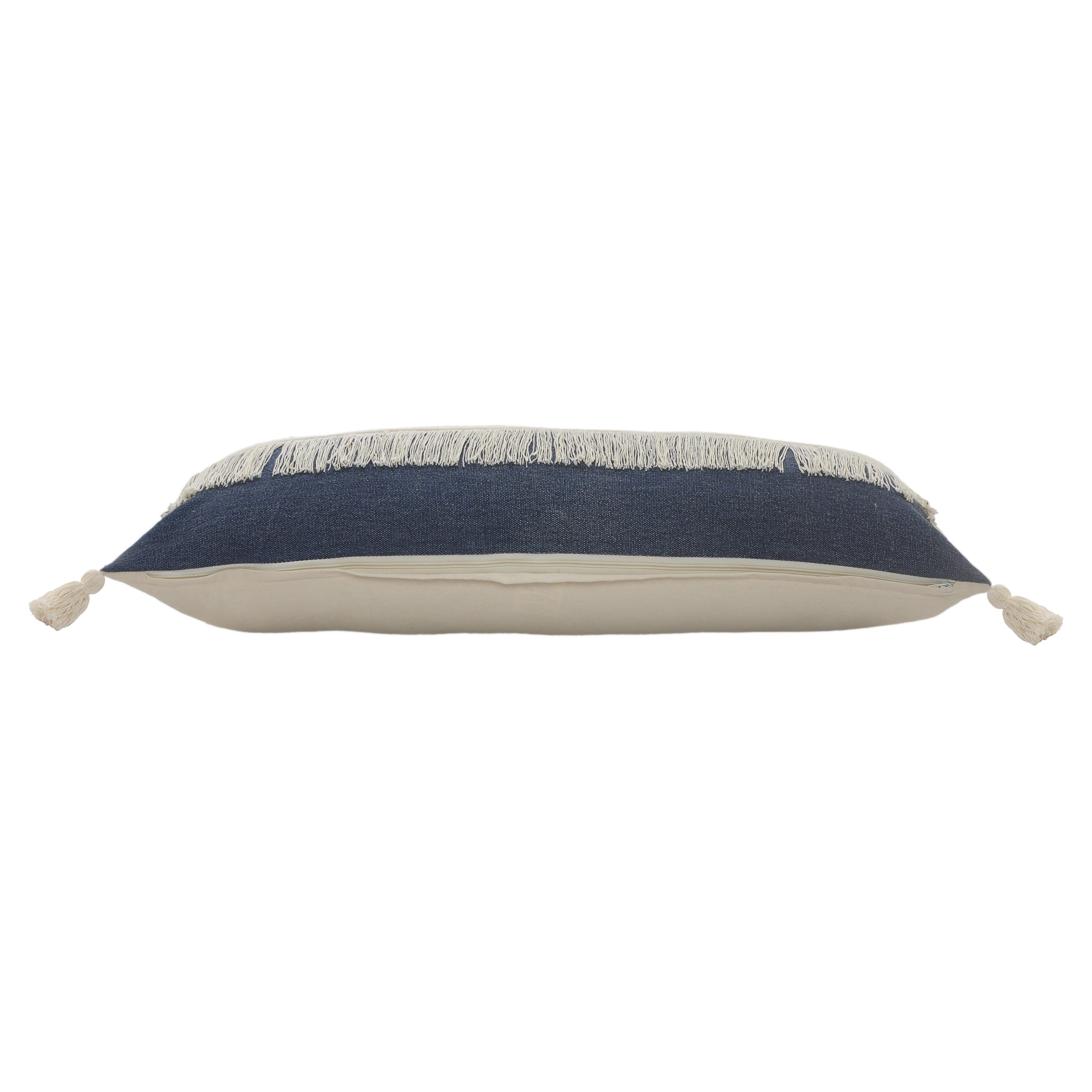 Suvii Home Clara Lumbar Decorative Throw Pillow, Denim Blue/Off-White, large