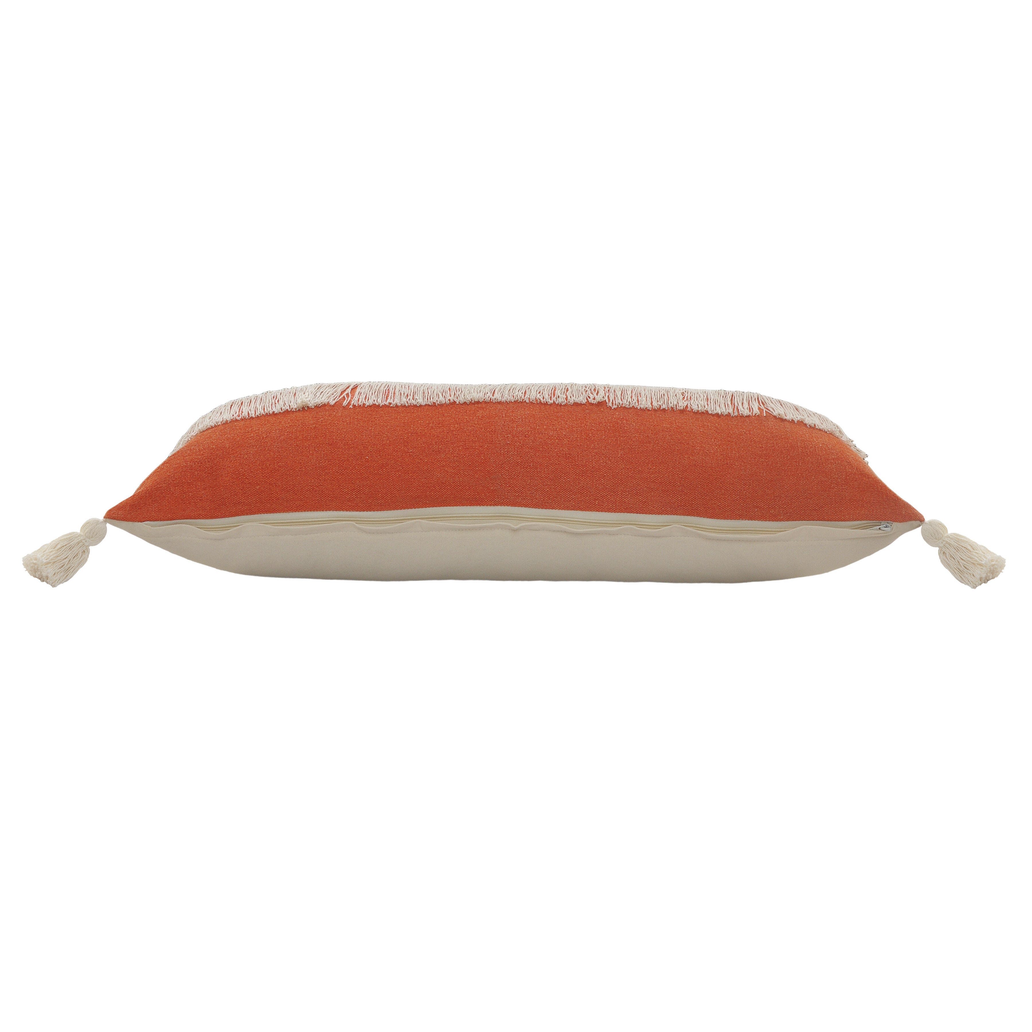 Suvii Home Clara Lumbar Decorative Throw Pillow, Pumpkin Orange/Off-White, large
