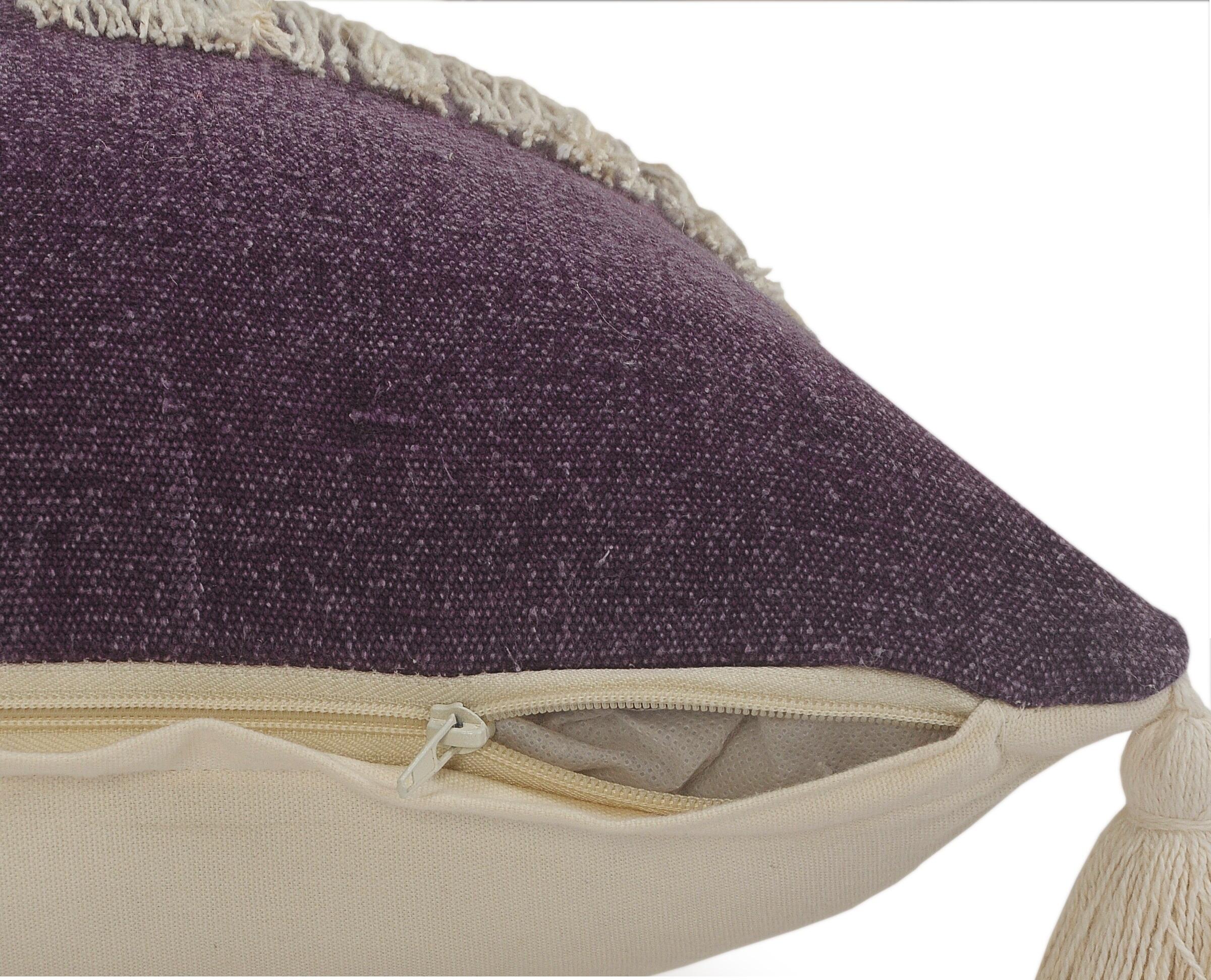 Suvii Home Clara Lumbar Decorative Throw Pillow, Eggplant/Off-White, large
