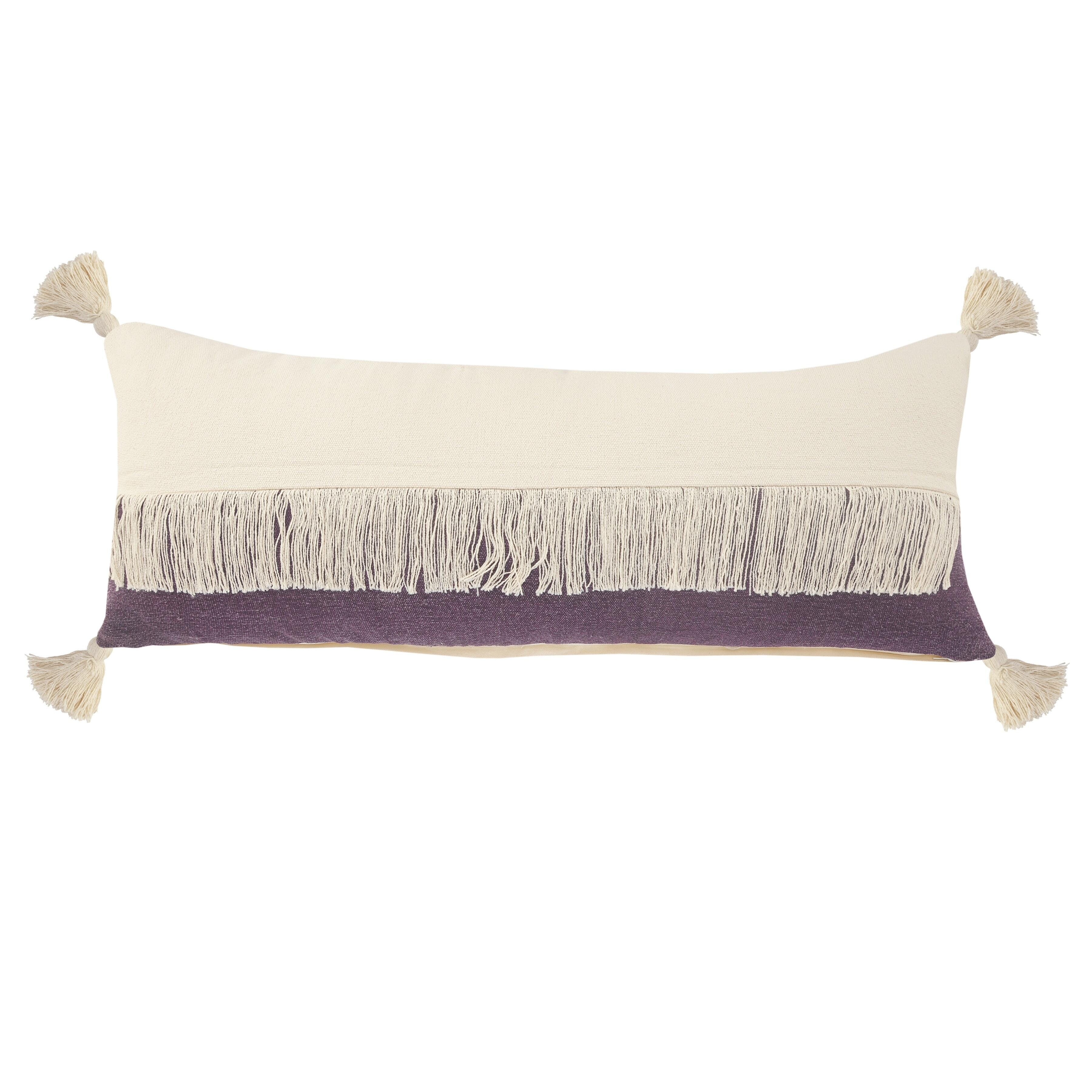Suvii Home Clara Lumbar Decorative Throw Pillow, Eggplant/Off-White, large