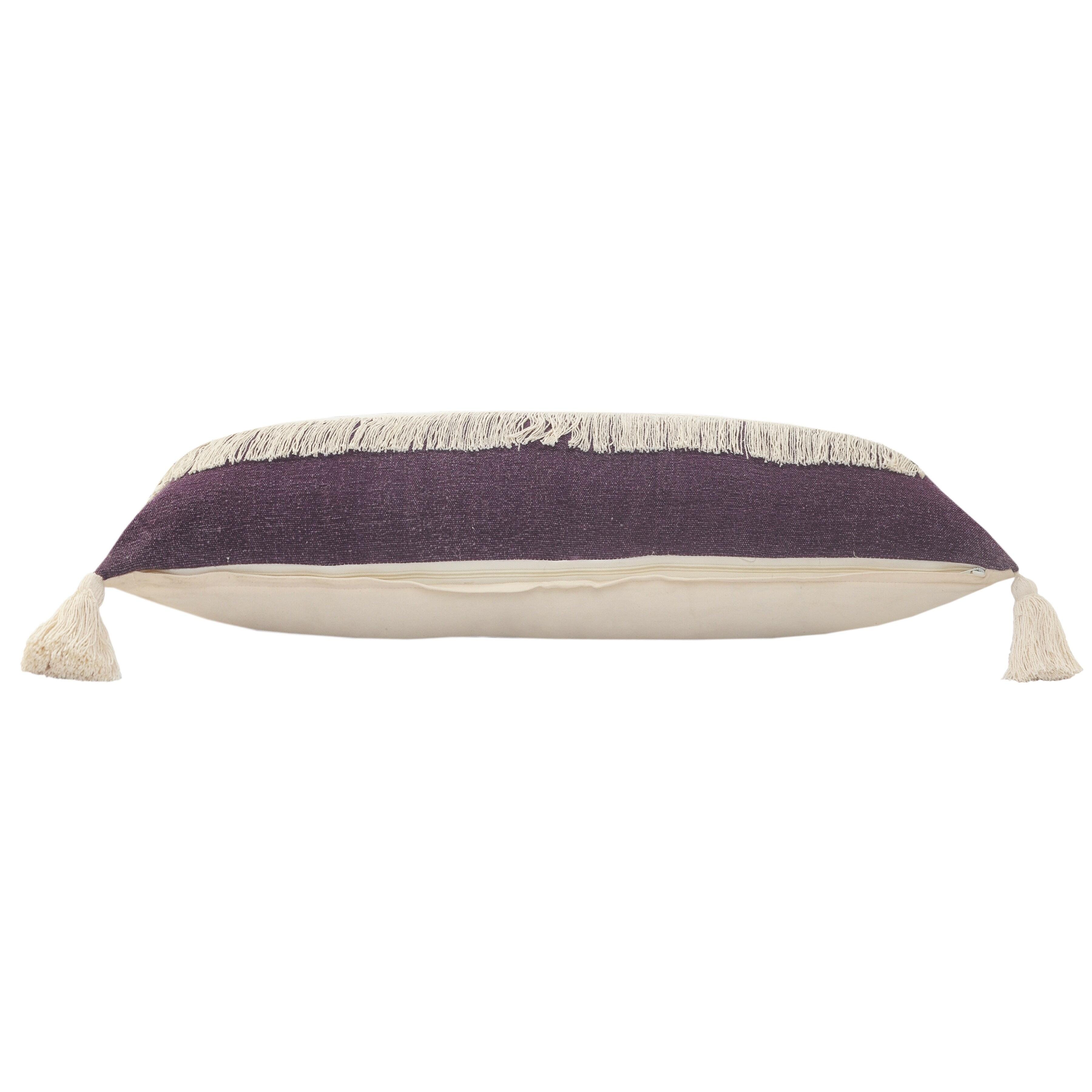 Suvii Home Clara Lumbar Decorative Throw Pillow, Eggplant/Off-White, large