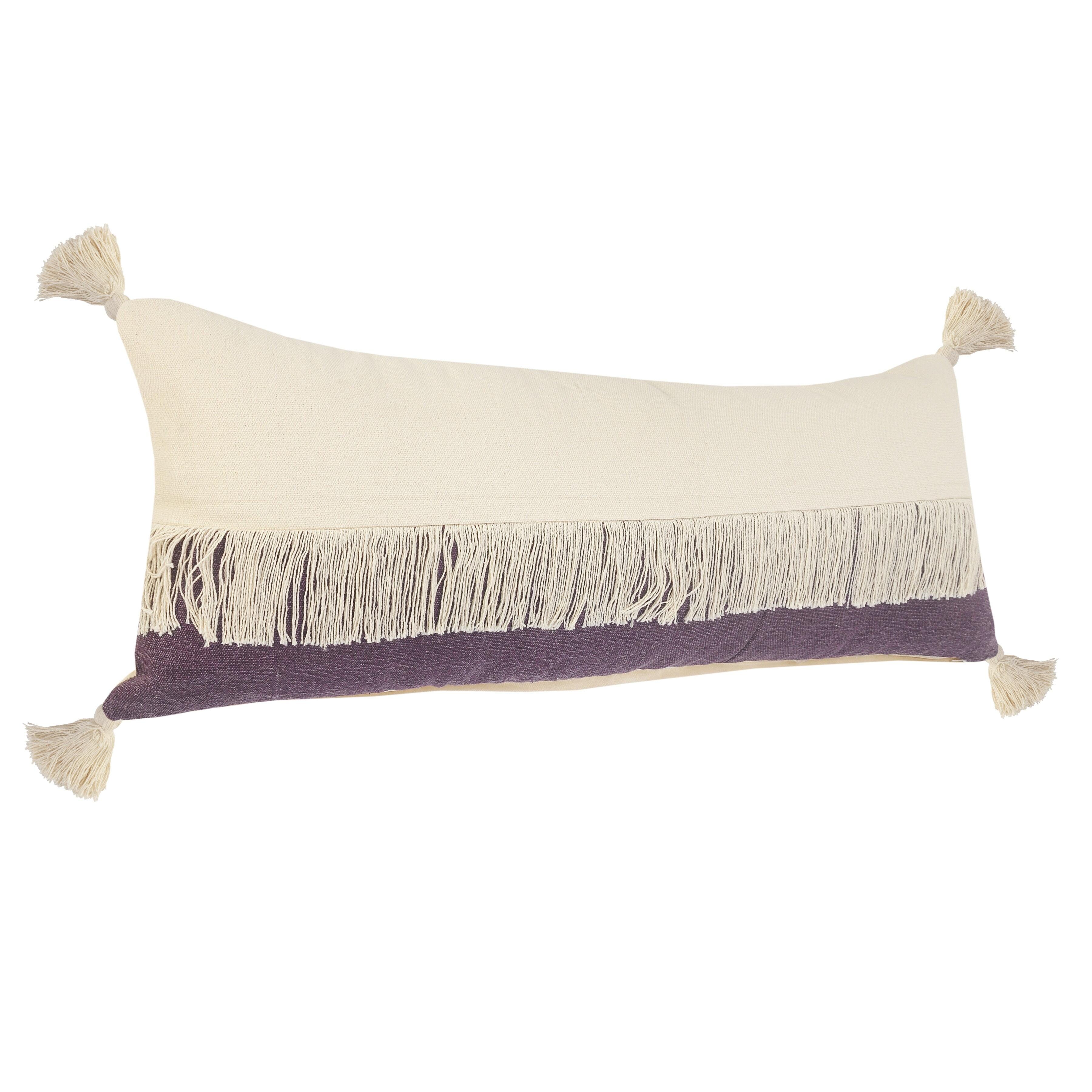 Suvii Home Clara Lumbar Decorative Throw Pillow, Eggplant/Off-White, large