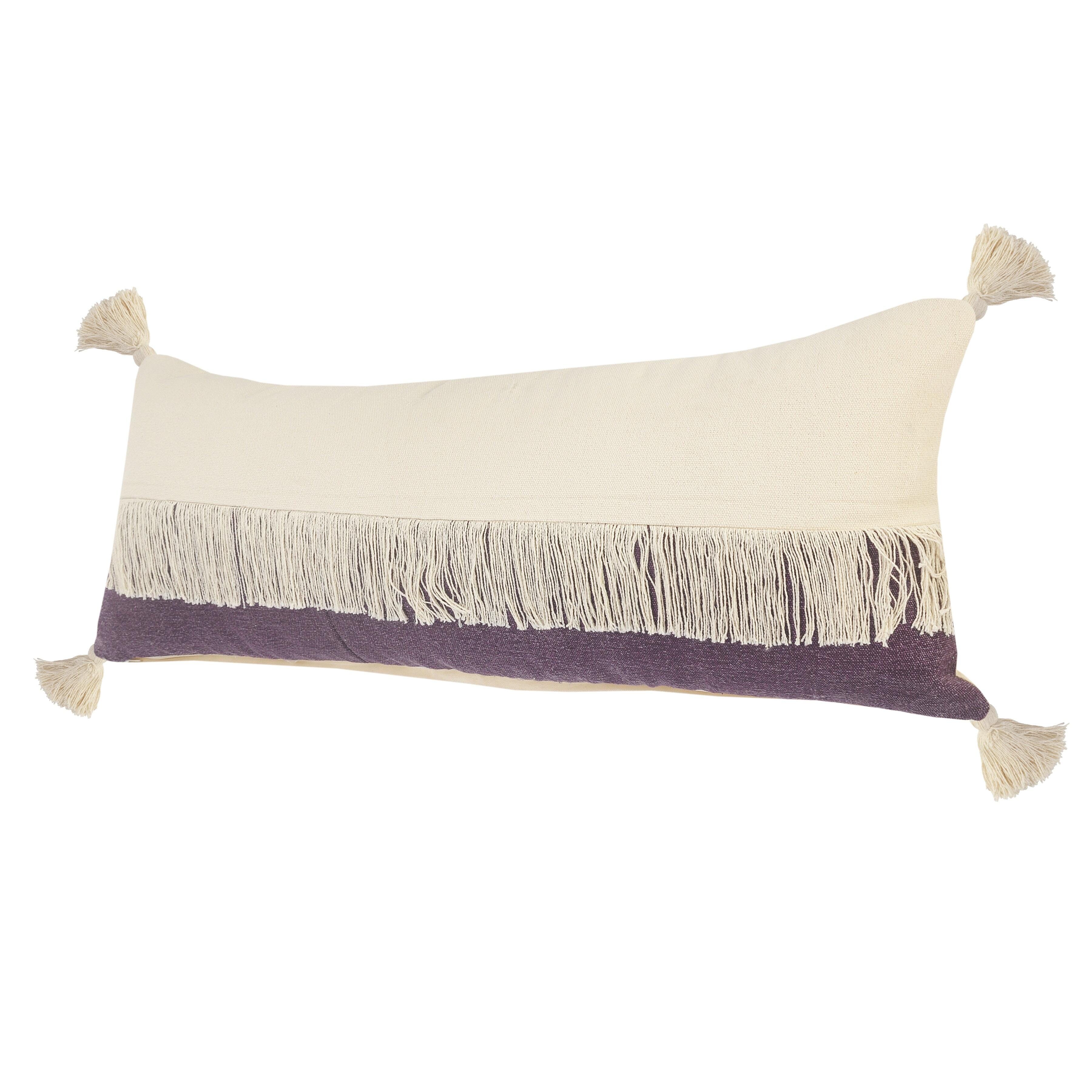 Suvii Home Clara Lumbar Decorative Throw Pillow, Eggplant/Off-White, large