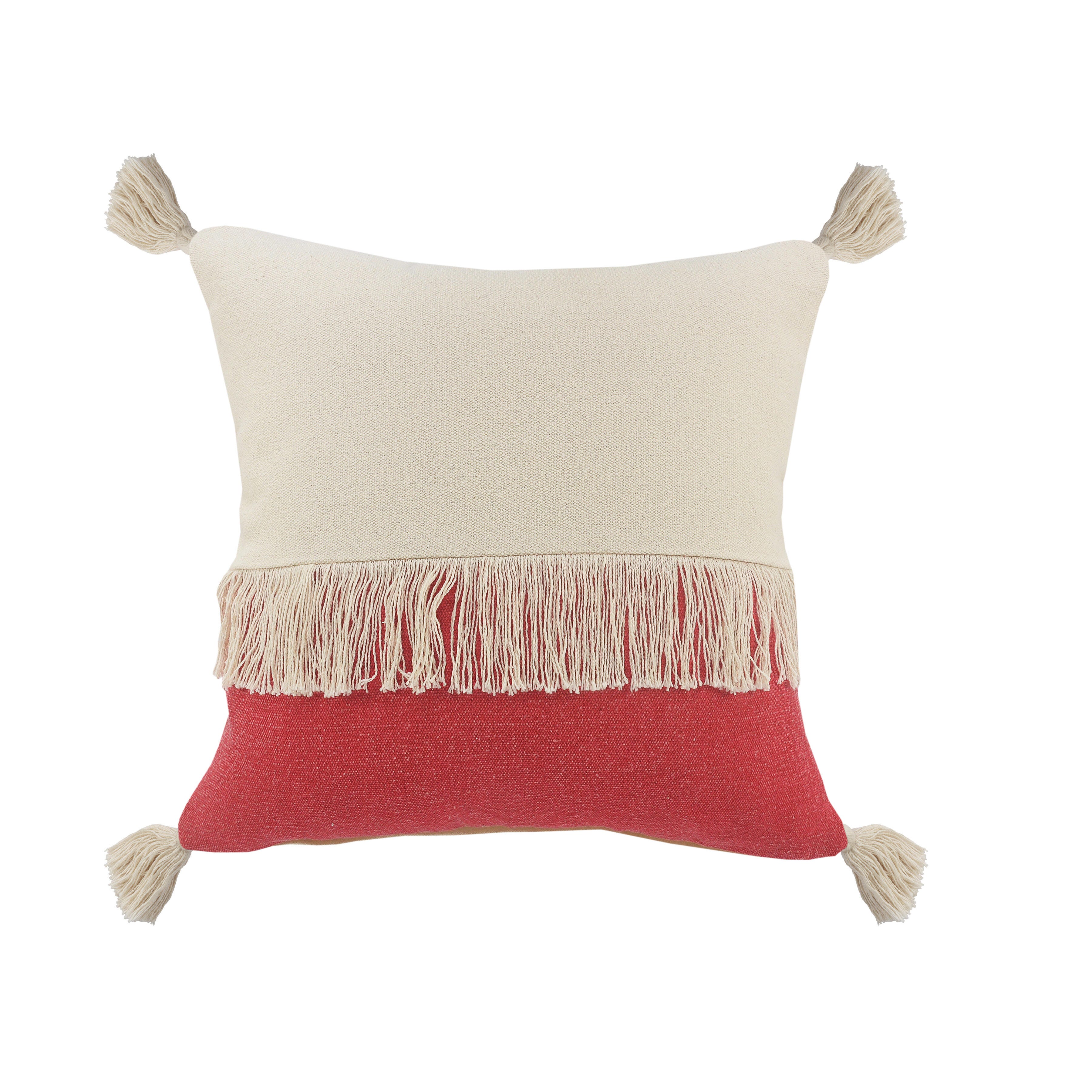 Suvii Home Clara Decorative Throw Pillow, Raspberry/Off-White, large