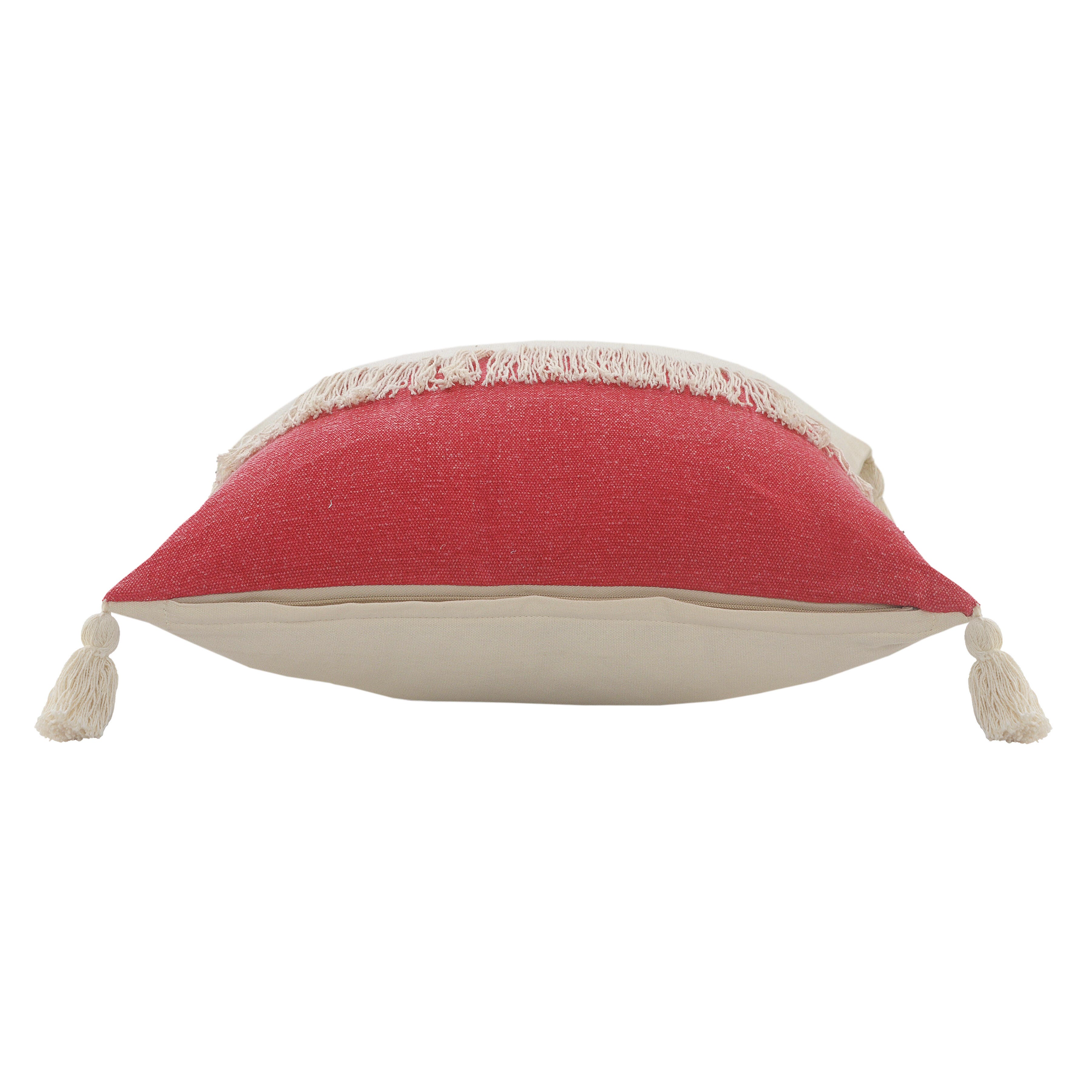 Suvii Home Clara Decorative Throw Pillow, Raspberry/Off-White, large