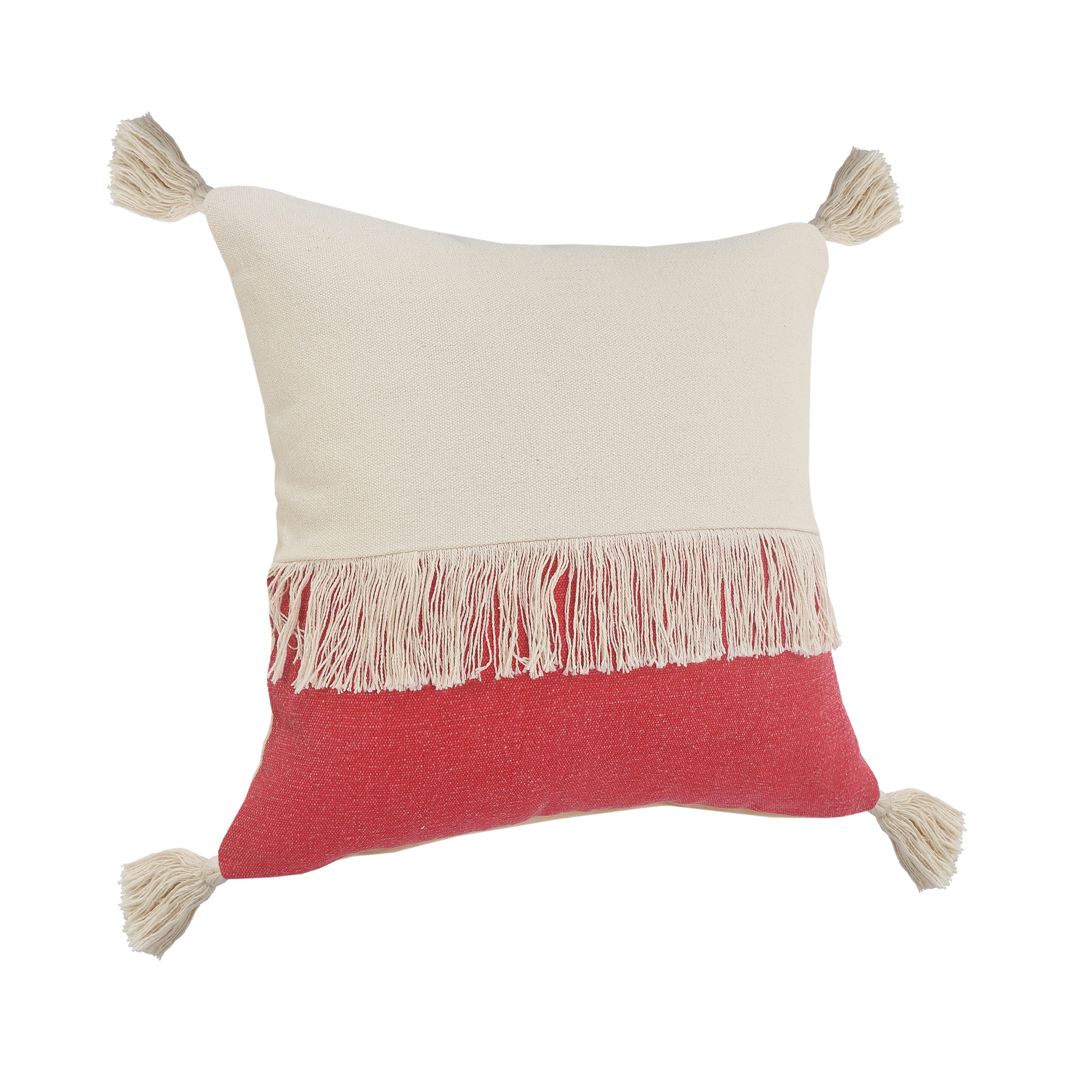 Suvii Home Clara Decorative Throw Pillow, Raspberry/Off-White, large