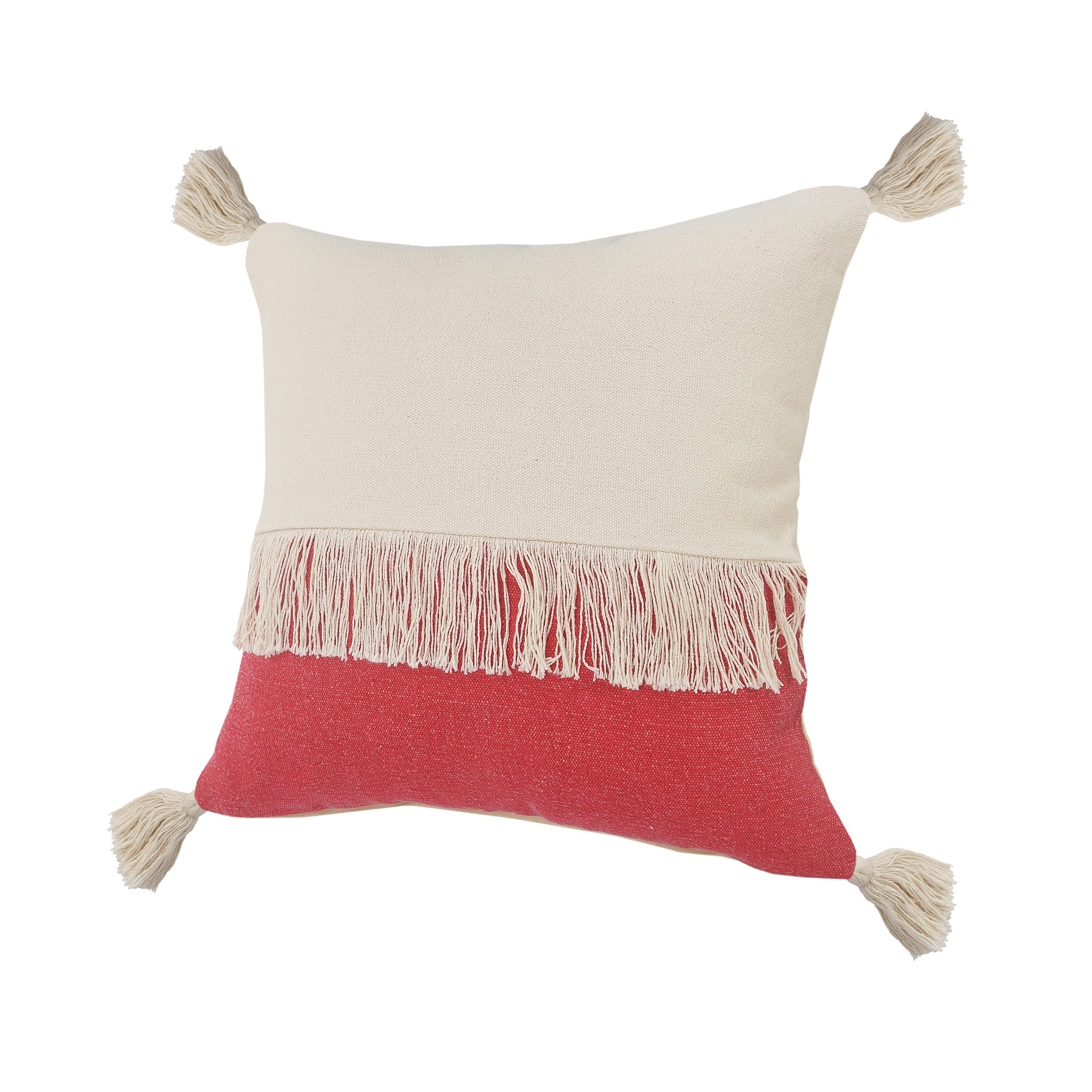 Suvii Home Clara Decorative Throw Pillow, Raspberry/Off-White, large