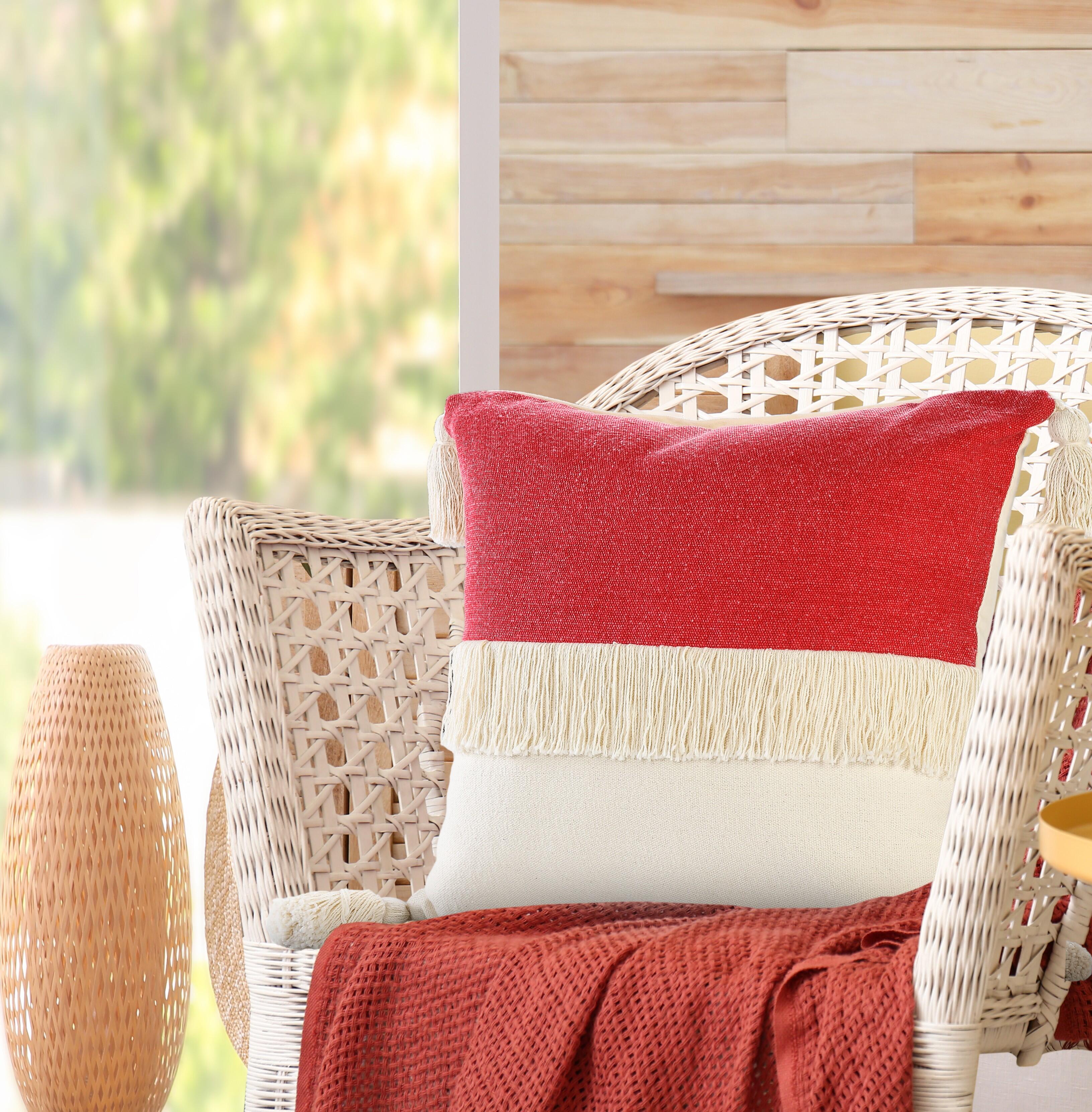 Suvii Home Clara Decorative Throw Pillow, Raspberry/Off-White, large