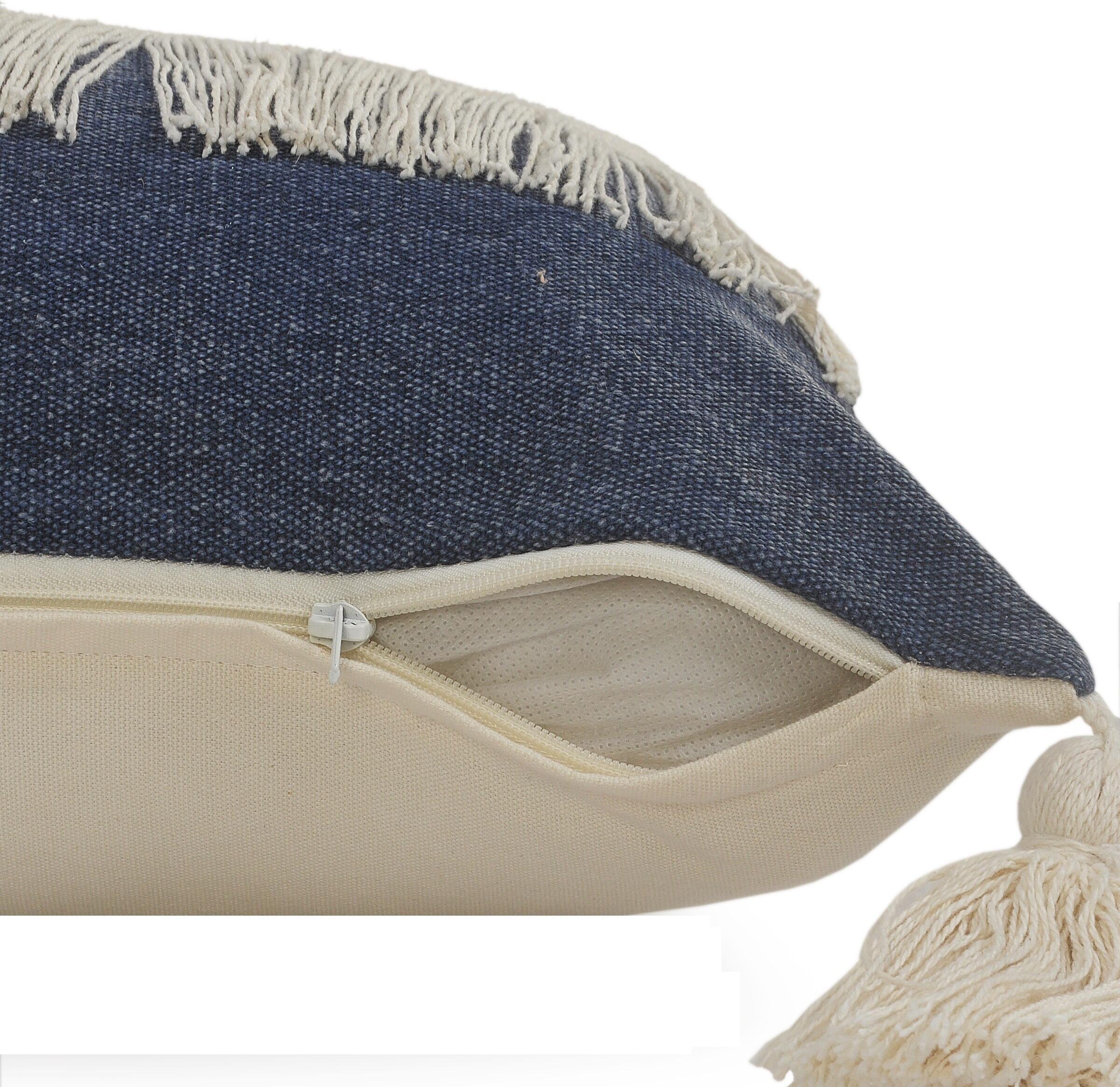 Suvii Home Clara Decorative Throw Pillow, Denim Blue/Off-White, large