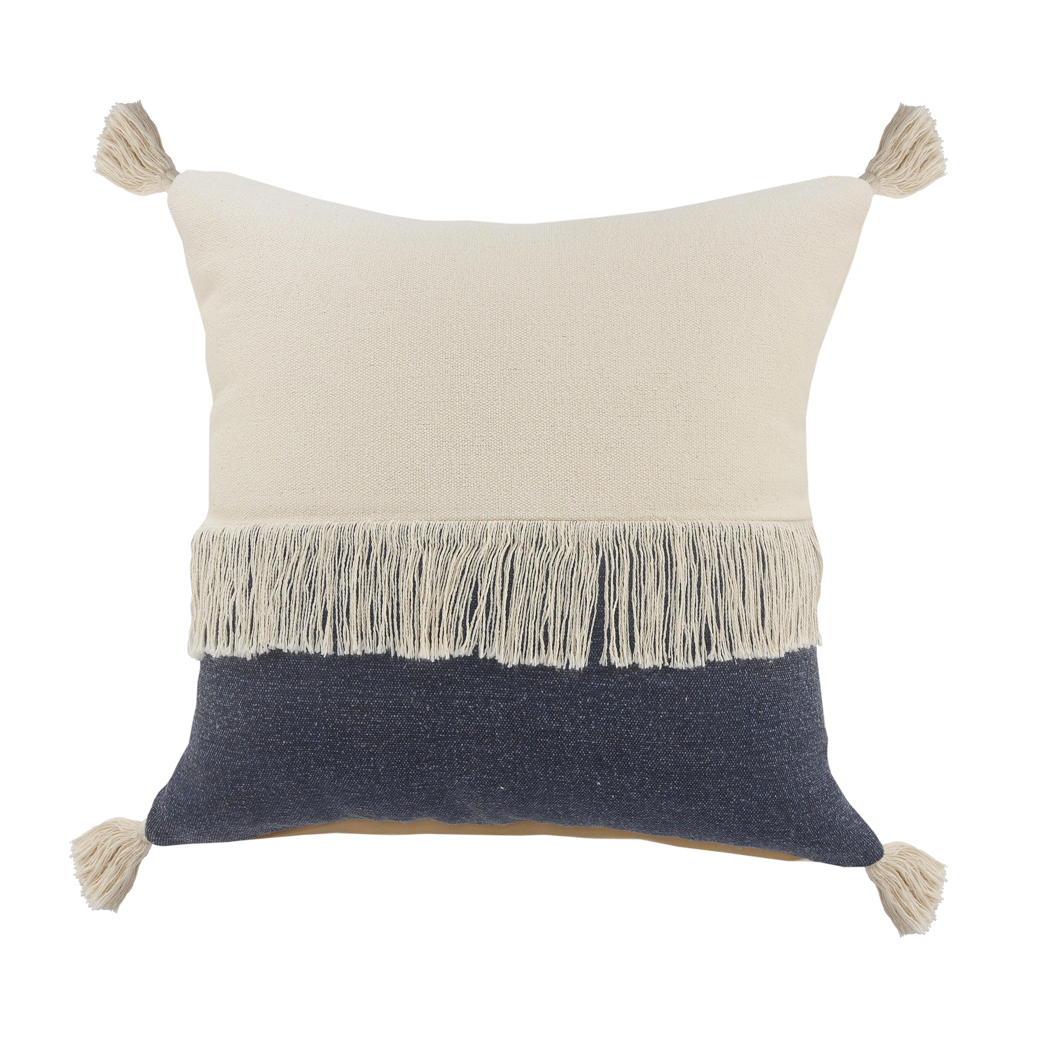 Suvii Home Clara Decorative Throw Pillow, Denim Blue/Off-White, large