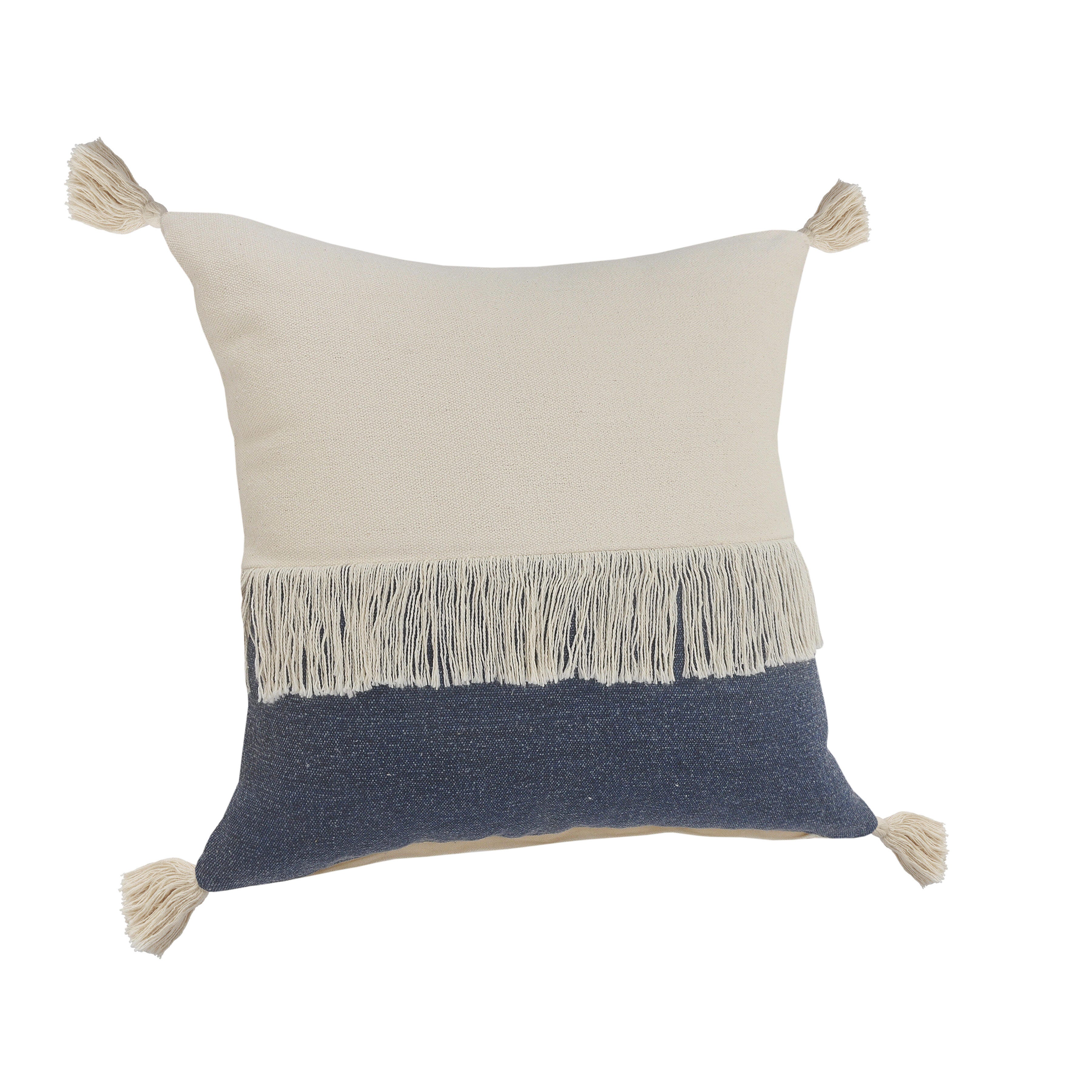 Suvii Home Clara Decorative Throw Pillow, Denim Blue/Off-White, large