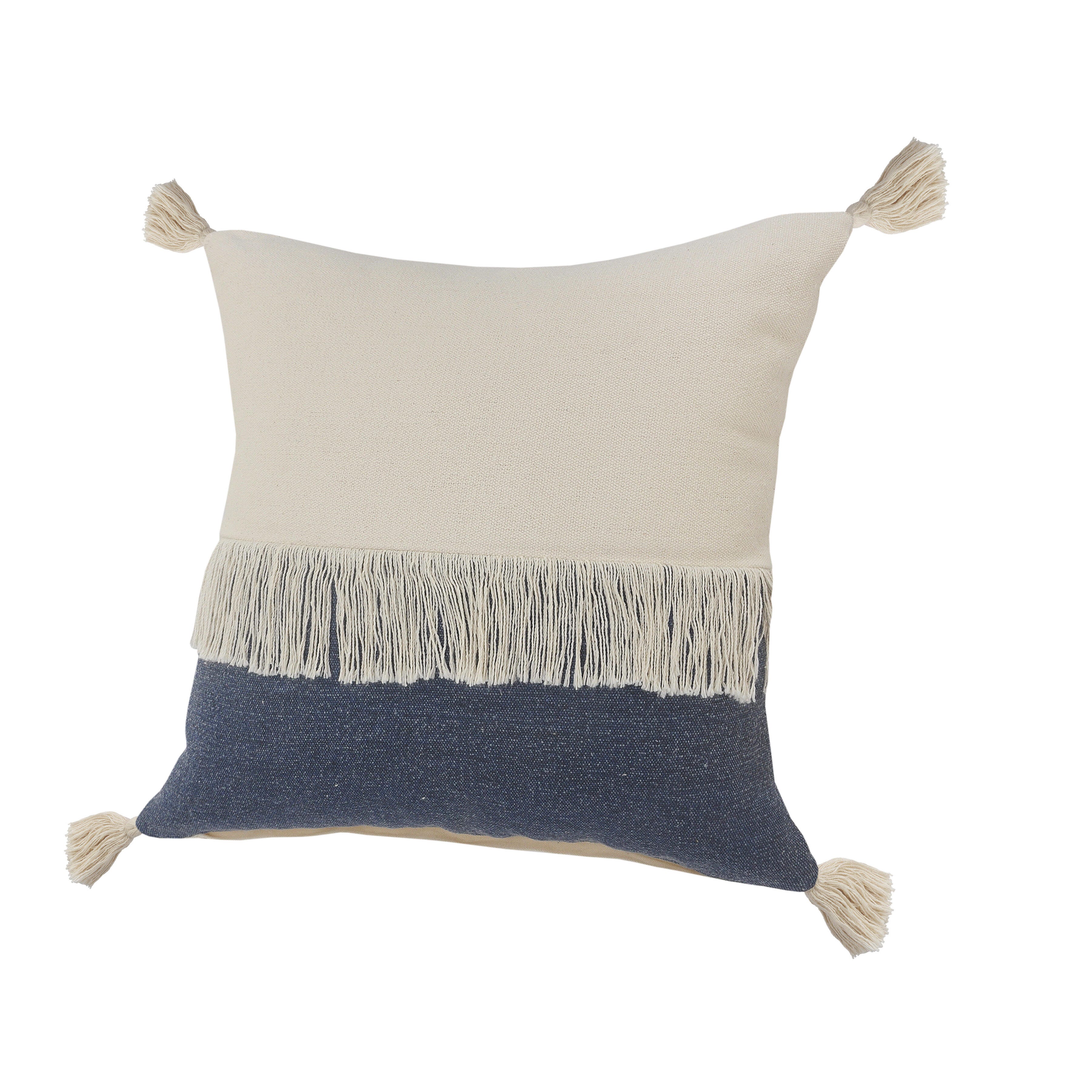 Suvii Home Clara Decorative Throw Pillow, Denim Blue/Off-White, large