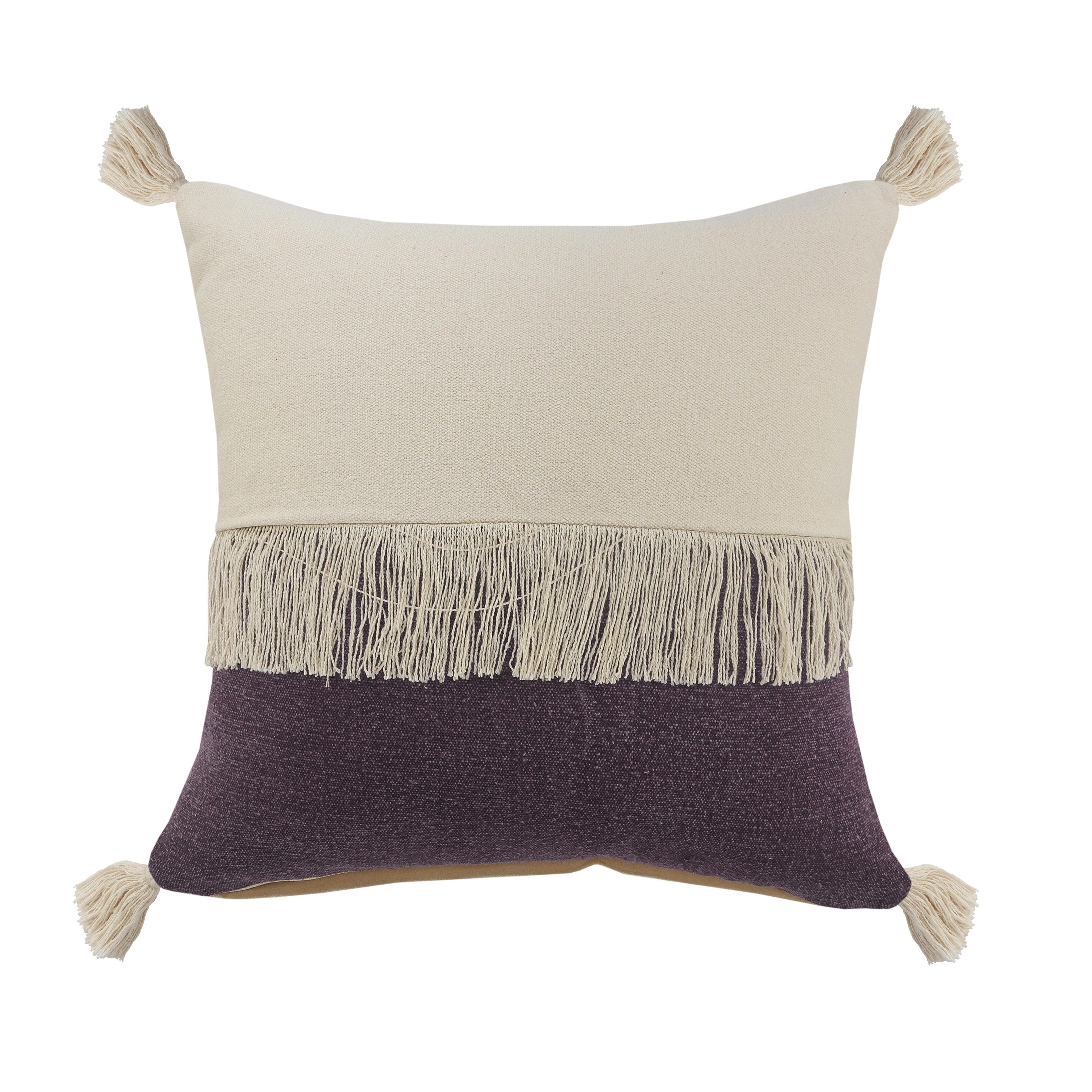 Suvii Home Clara Decorative Throw Pillow, Eggplant/Off-White, large