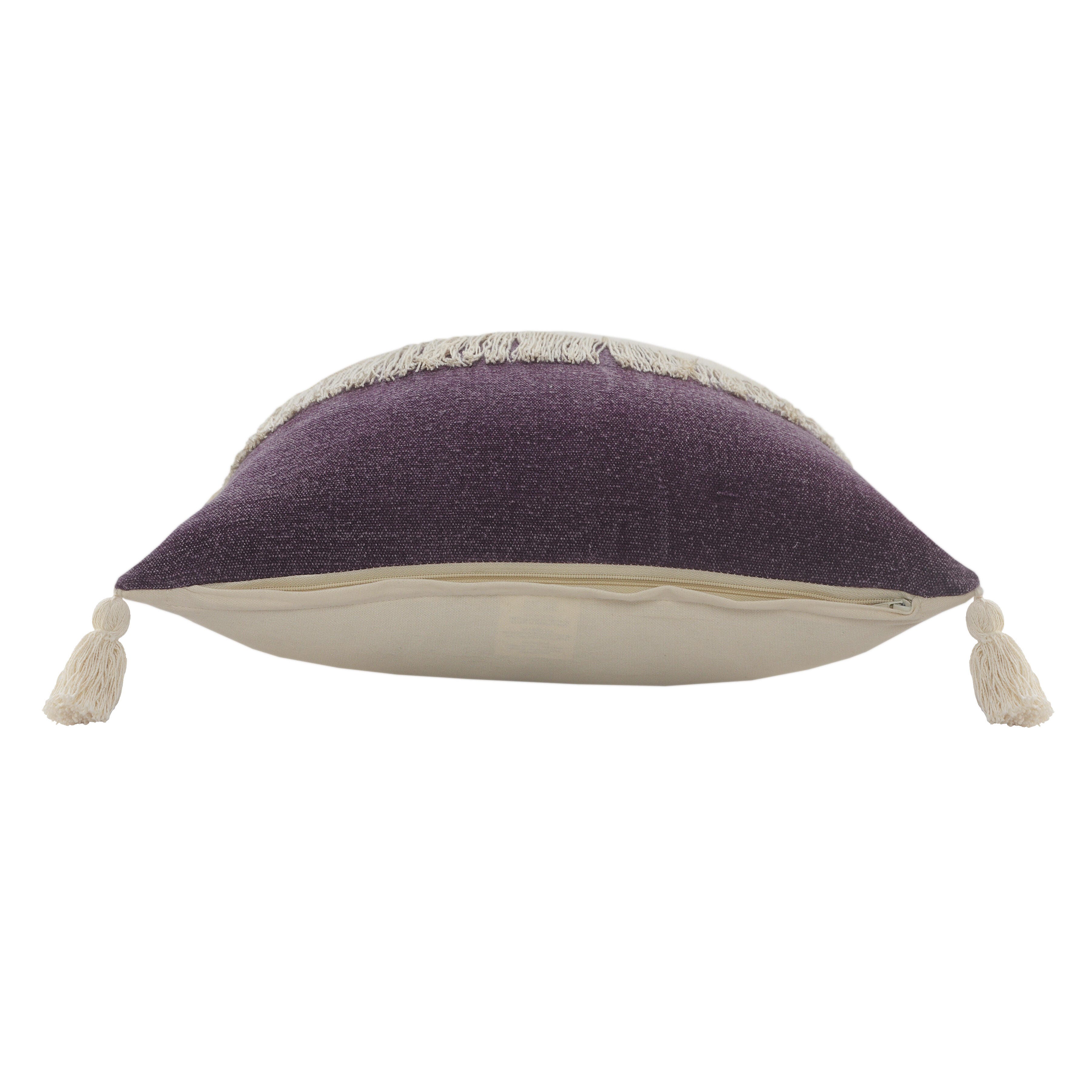 Suvii Home Clara Decorative Throw Pillow, Eggplant/Off-White, large