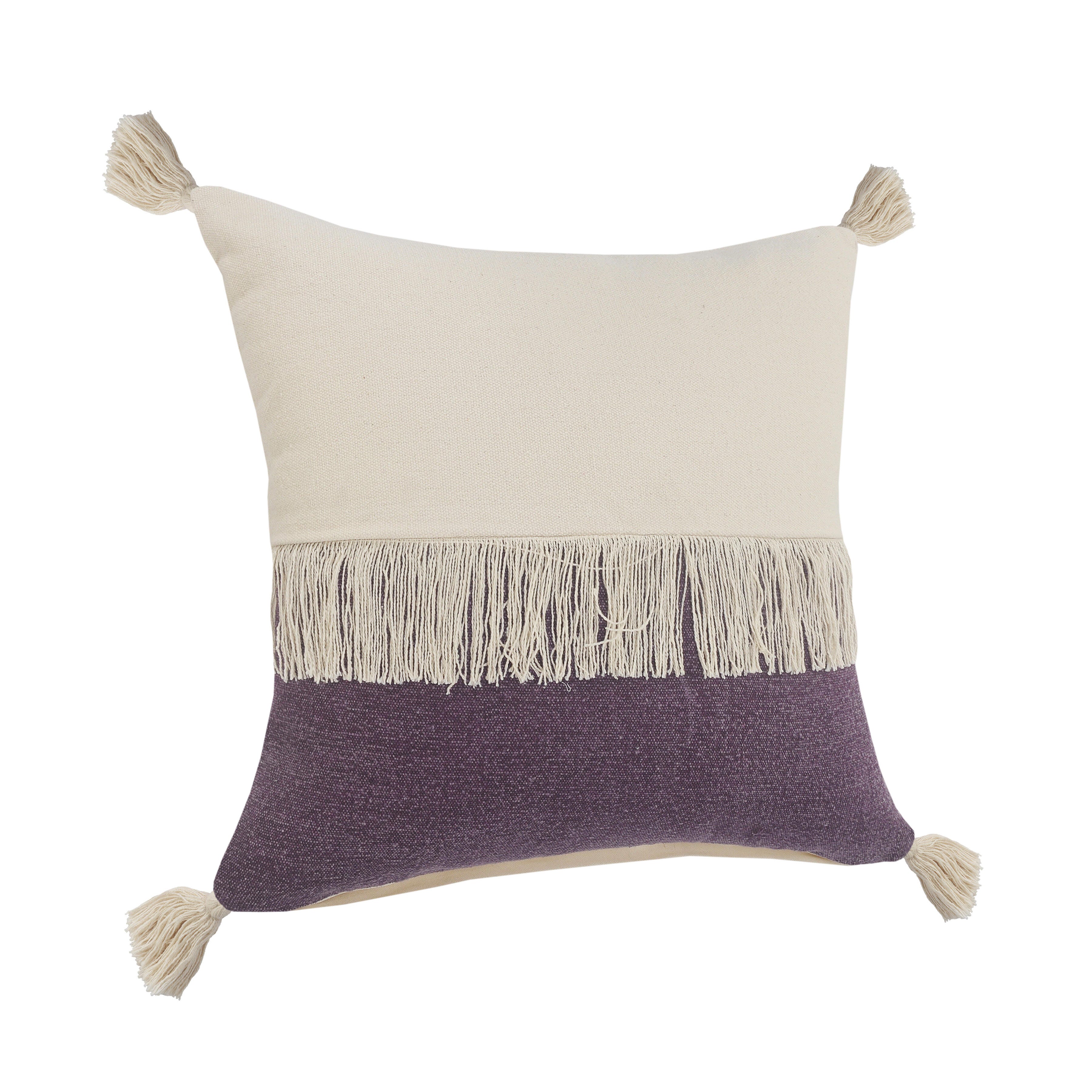 Suvii Home Clara Decorative Throw Pillow, Eggplant/Off-White, large