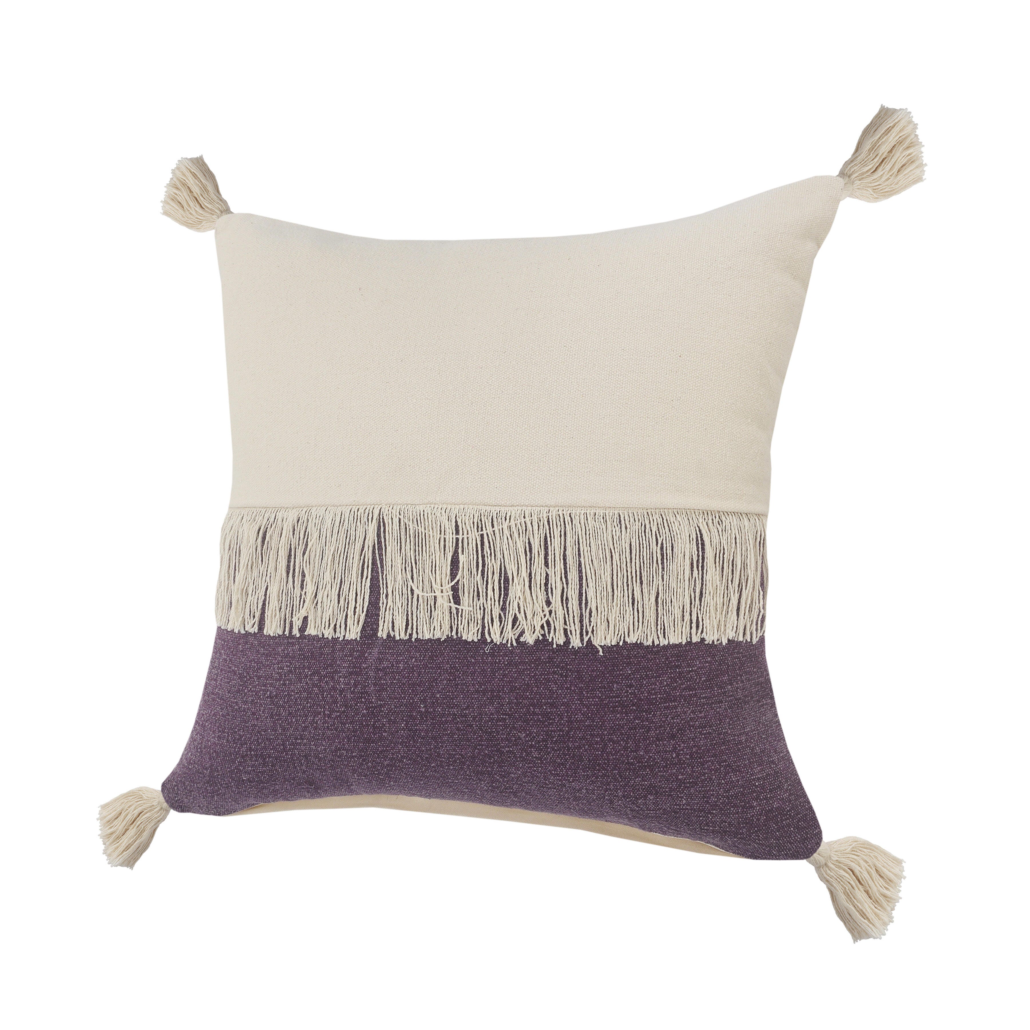 Suvii Home Clara Decorative Throw Pillow, Eggplant/Off-White, large