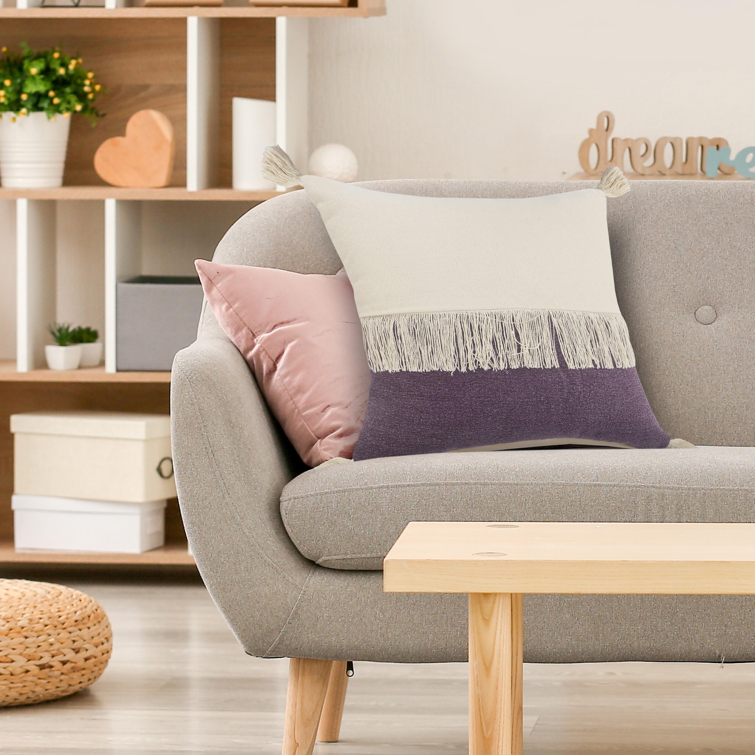 Suvii Home Clara Decorative Throw Pillow, Eggplant/Off-White, large
